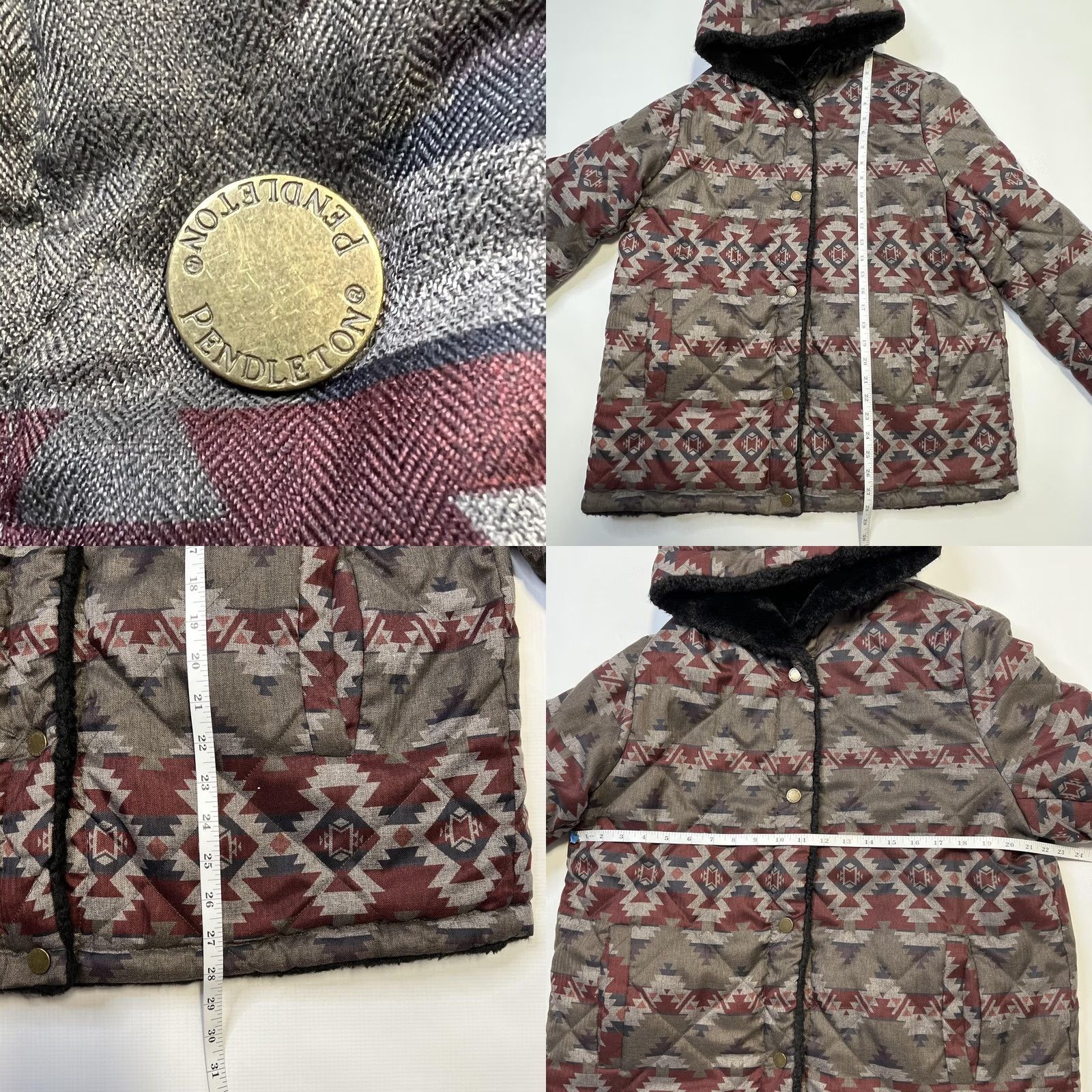 Pendleton Pendleton Jacket Womens Large Reversible Hooded Sherpa Aztec Pattern Coat Jacket Regular Brown Geometric Southwestern Mens? Womens Size L / US 10 / IT 46 - 8 Thumbnail