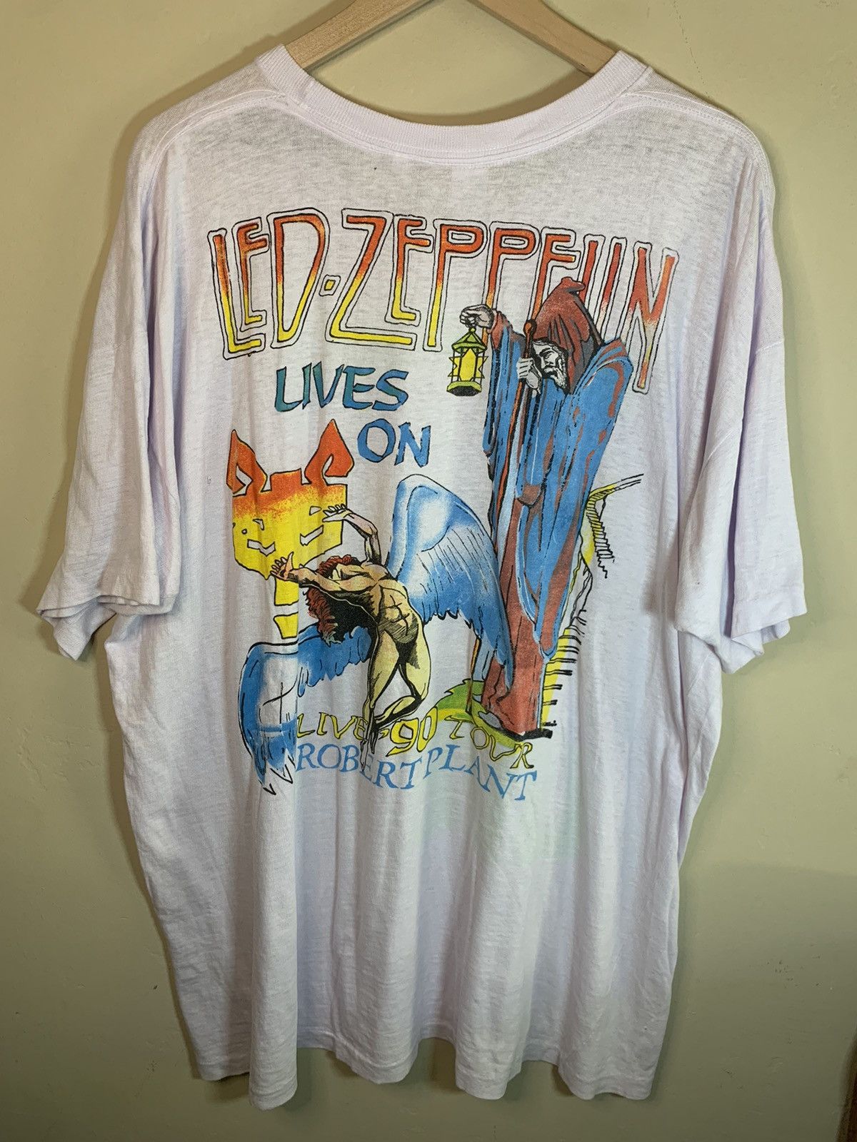 Band Tees × Led Zeppelin × Vintage *RARE* Vintage 1990 Led Zeppelin Robert Plant Art Band Shirt Size US XXL / EU 58 / 5 - 1 Thumbnail