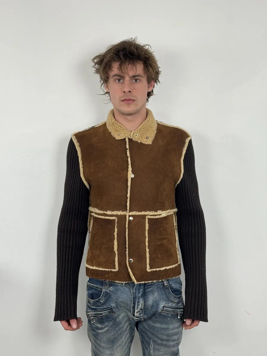 Dolce & Gabbana 1990s Dolce & Gabbana Brown Shearling Wool Leather Jacket Size US M / EU 48-50 / 2 - 3 Thumbnail