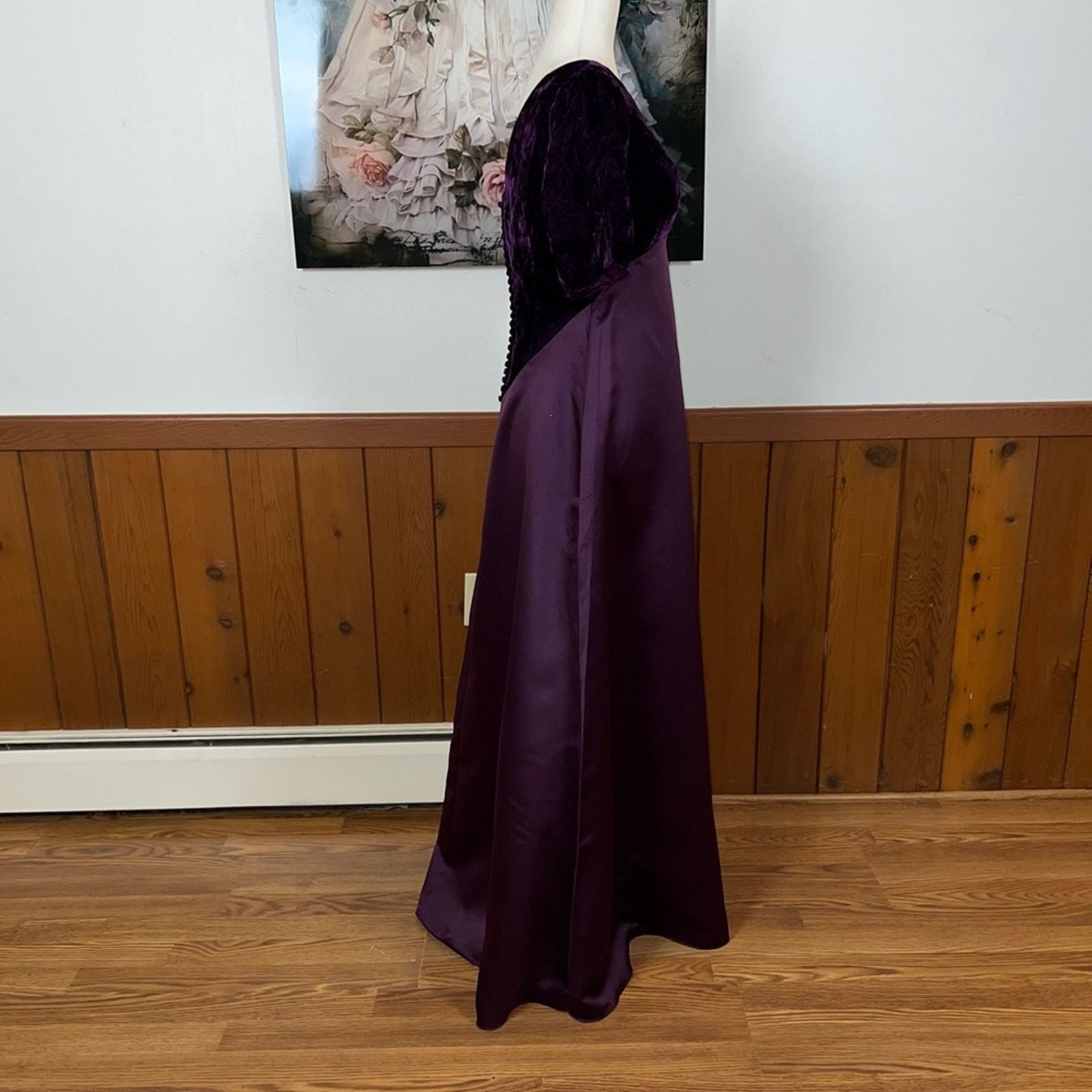 Other *New* Vintage 1970s Alfred Angelo Velvet Empire Waist Gown! Size XL / US 12-14 / IT 48-50 - 4 Thumbnail