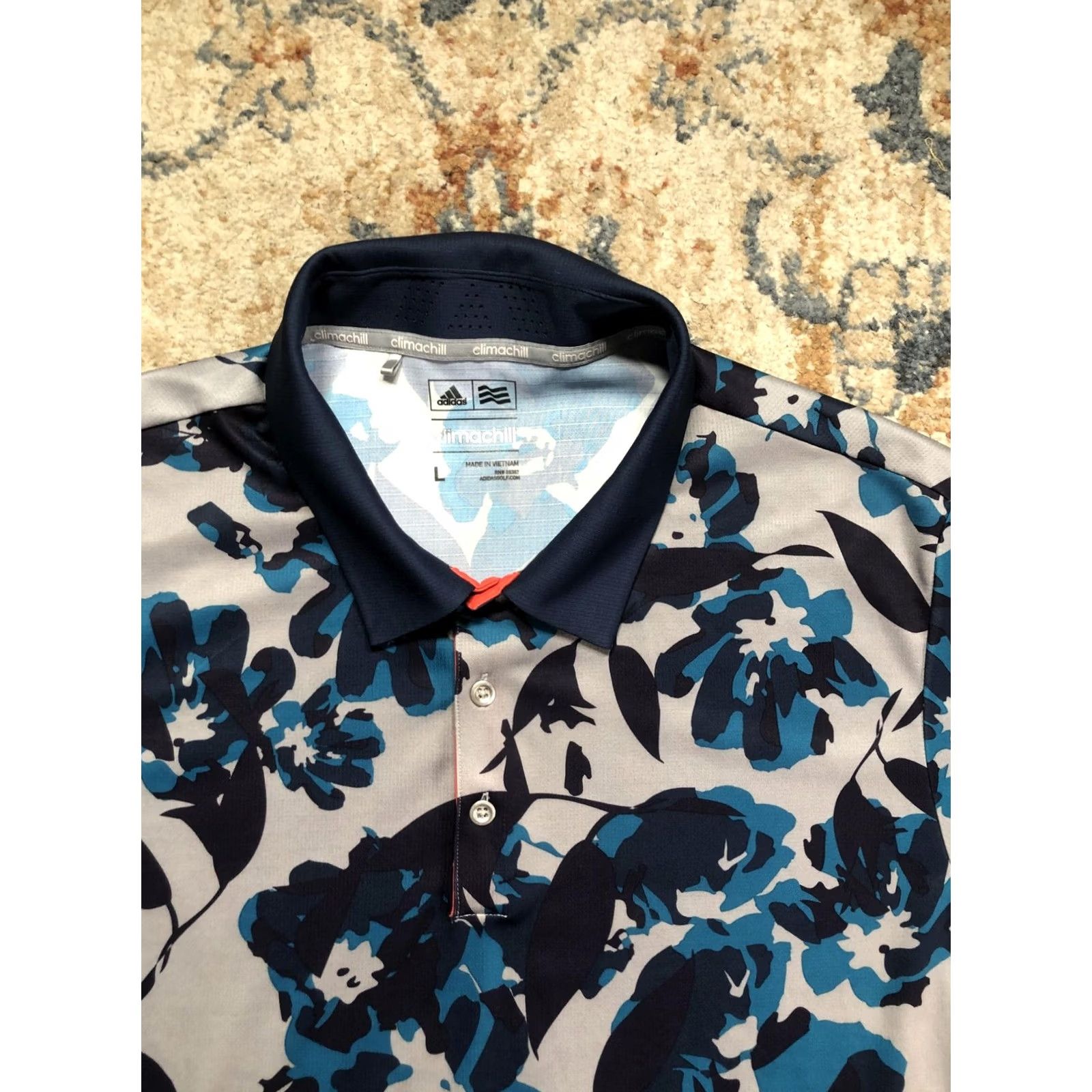 Adidas Adidas Climachill Polo Shirt Mens Large Floral Performance Short Sleeve Size US L / EU 52-54 / 3 - 2 Thumbnail