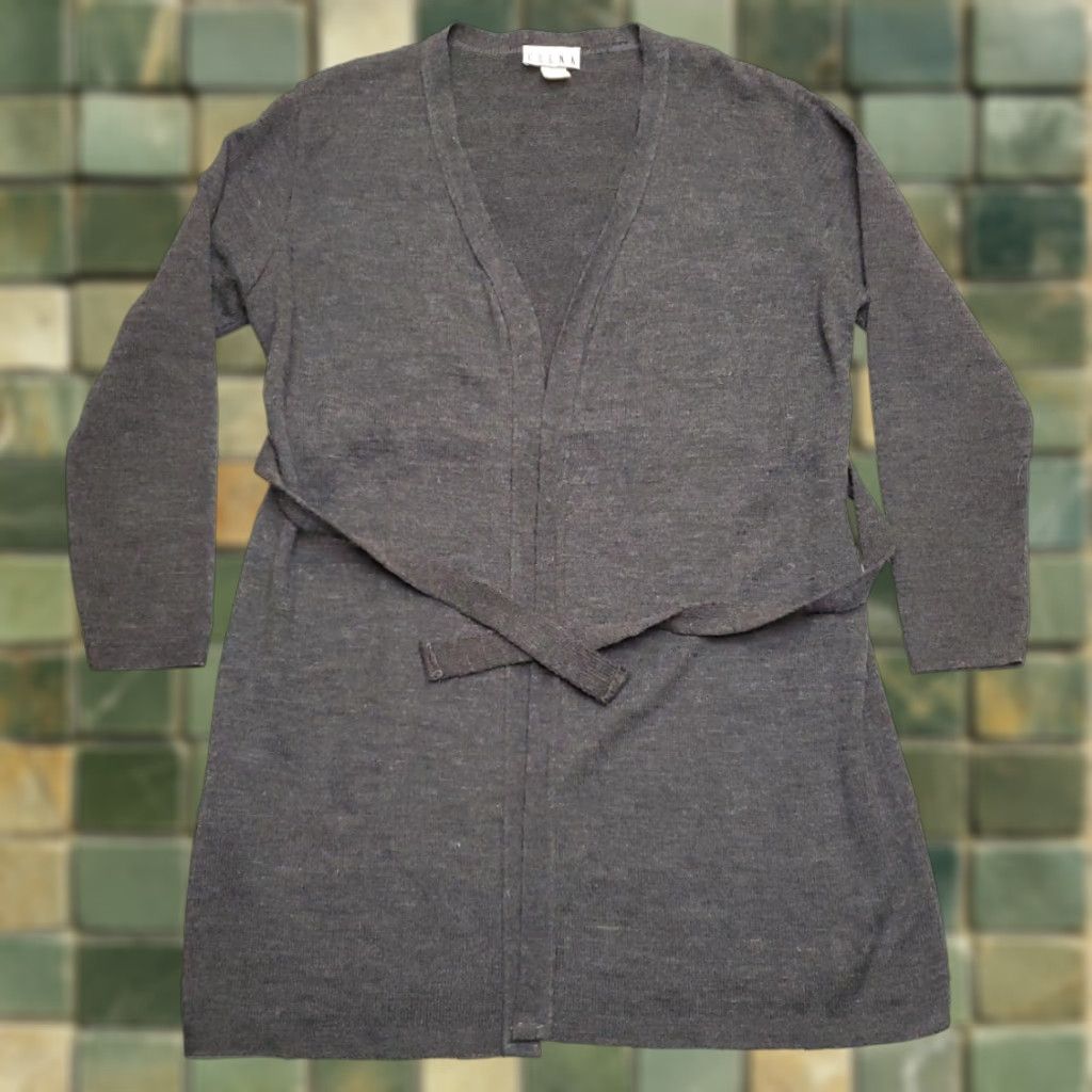 Vintage Erena Sweater Womens Sz L Charcoal Gray Open Front Long Sleeve Duster Cardigan Size L / US 10 / IT 46 - 1 Thumbnail
