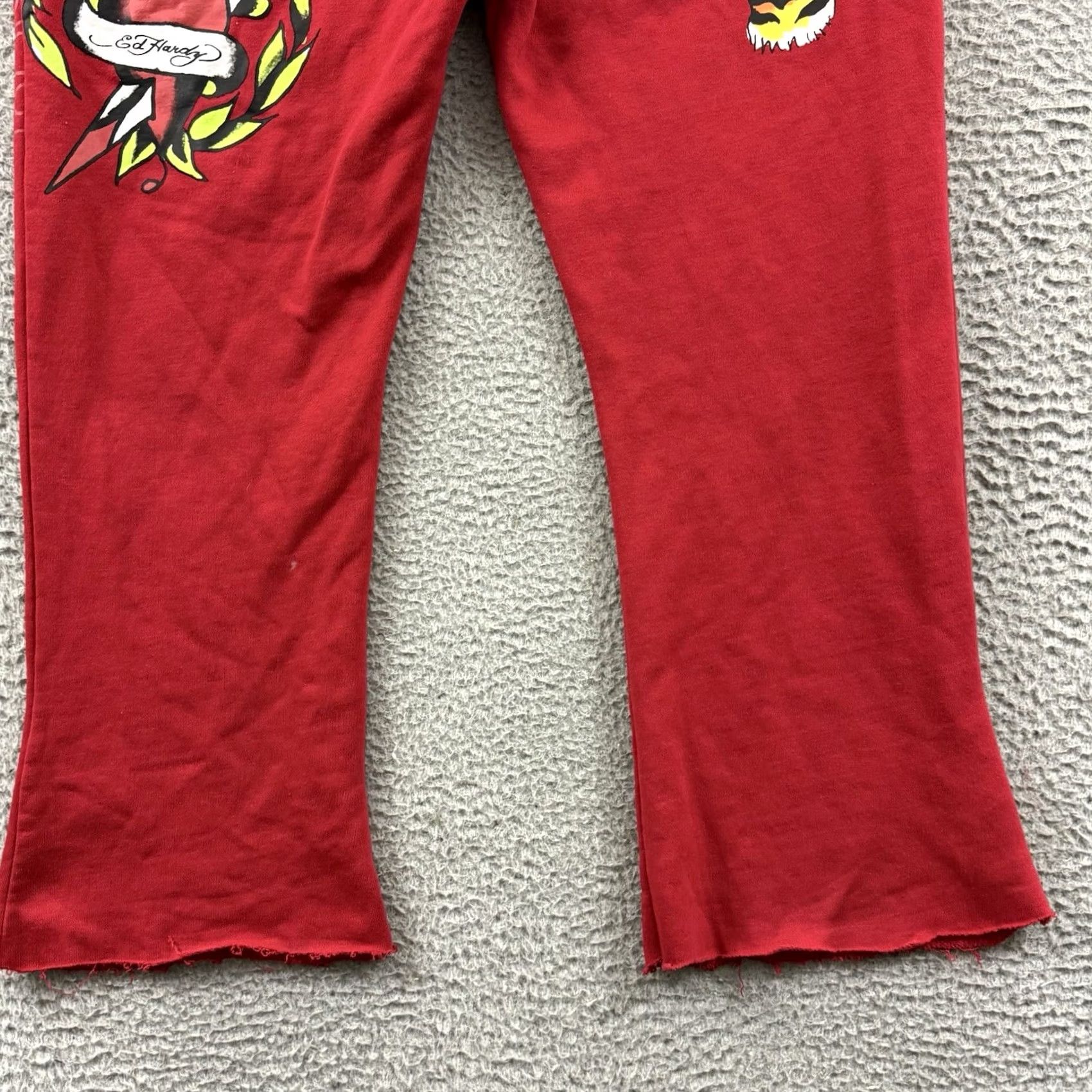 Ed Hardy Ed Hardy Sweatpants Women Large Red Wide-Leg Fleece Logo Pockets Y2K Skull Tattoo Heart Casual Relaxed Pants Size 36" / US 14 / IT 50 - 7 Thumbnail