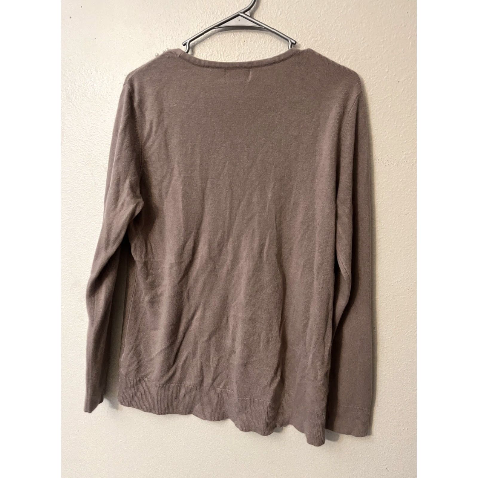 Vintage Laura Scott Women's Pullover Sweater Shirt (Round Neck) Beaded Faux Pearls Lavender XL Classic Knit Size XL / US 12-14 / IT 48-50 - 3 Thumbnail