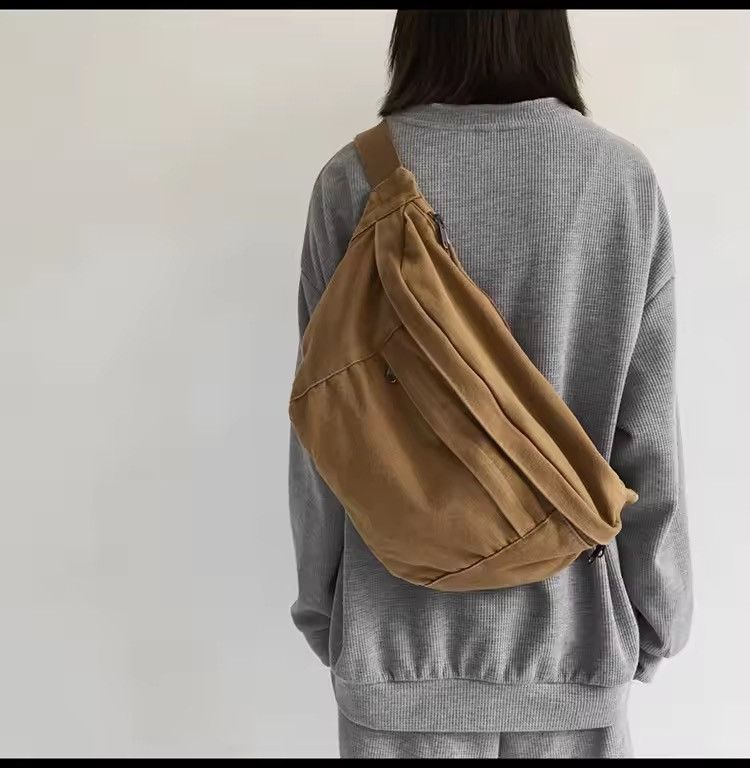 Japanese Brand Canvas Sling Bag Hip Cross Body Waist Fanny Pack y2k alt Size ONE SIZE - 2 Thumbnail