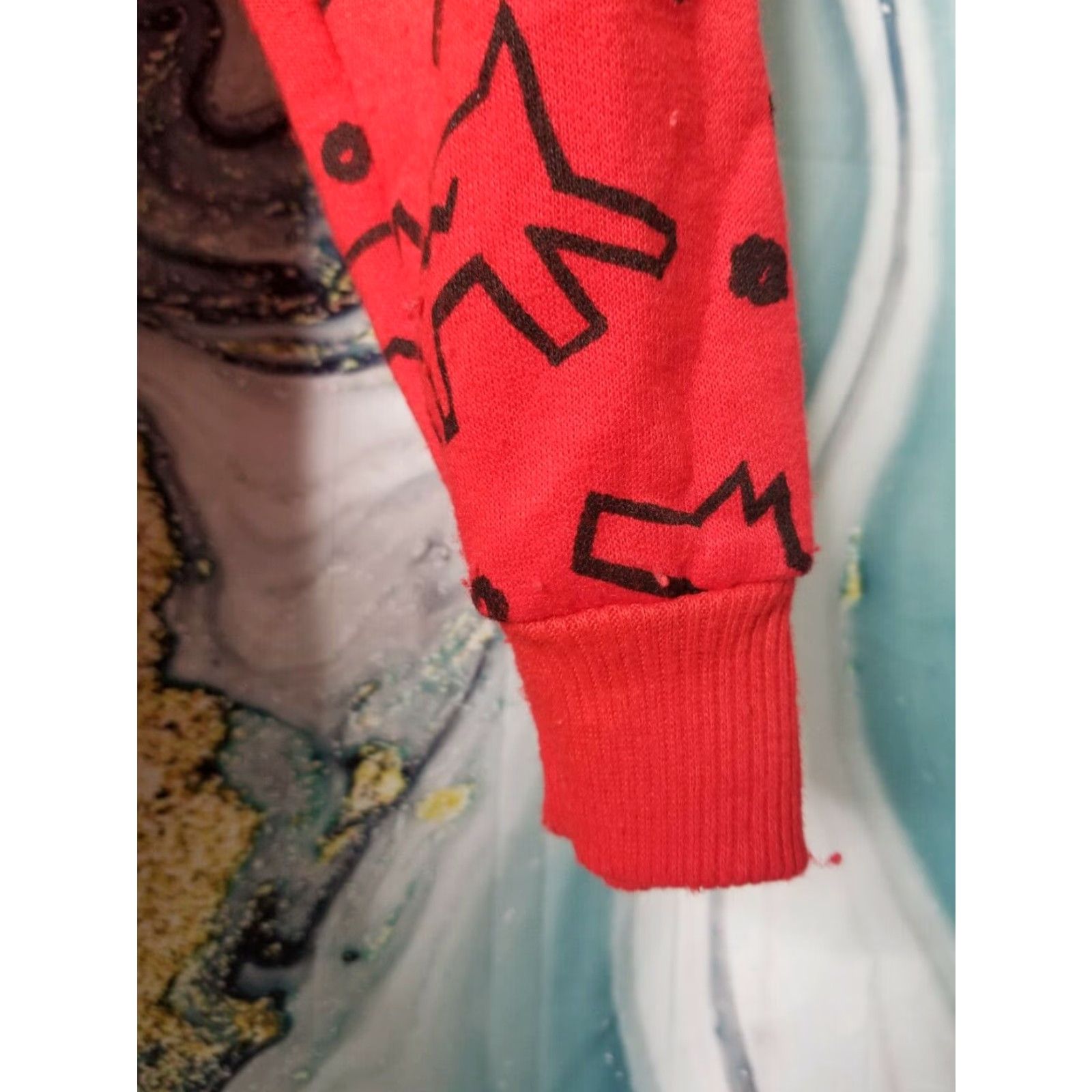 Vintage VINTAGE Keith Haring Graphic Pullover Sweatshirt AOP Red 1980s Large Mens Size US L / EU 52-54 / 3 - 7 Thumbnail
