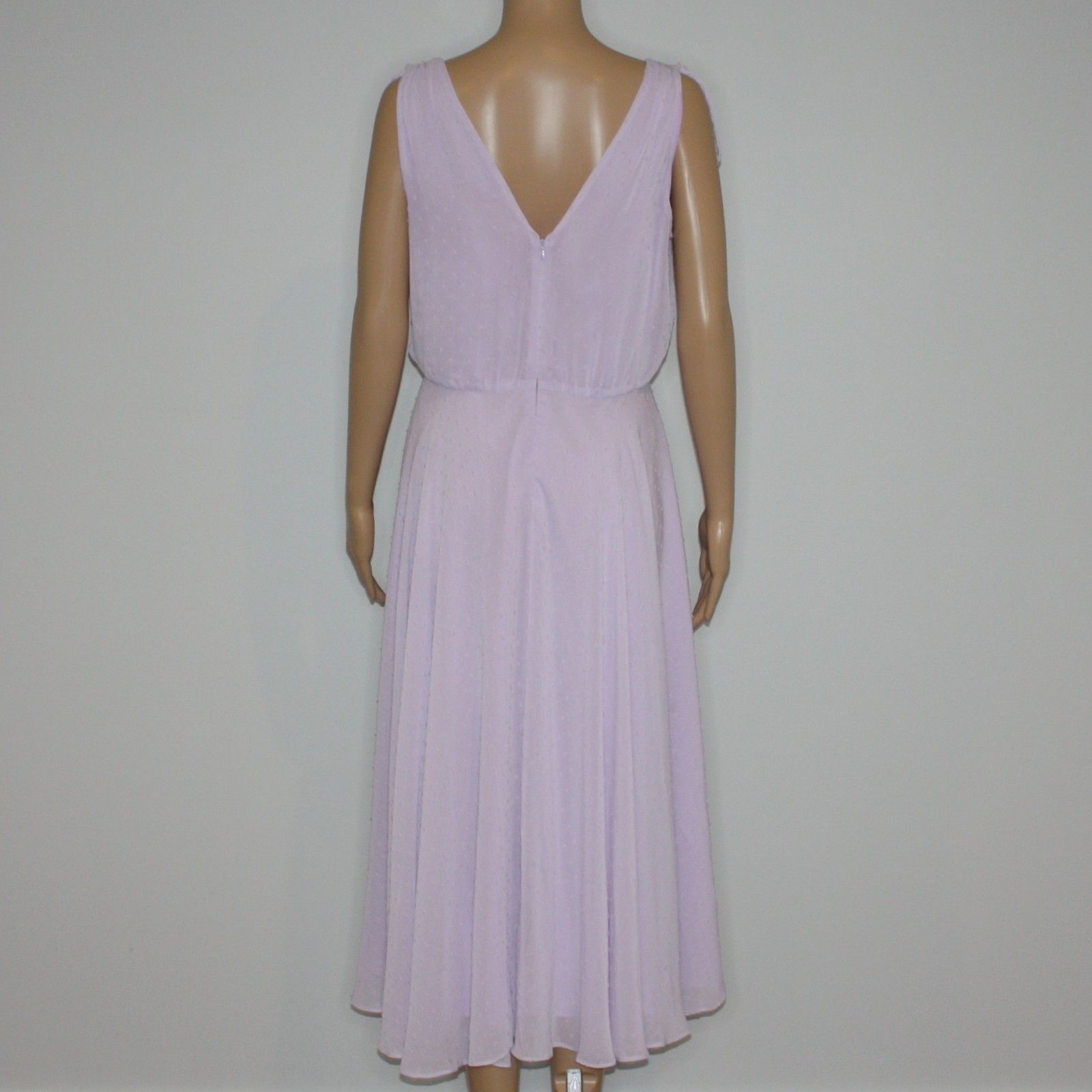Gal Meets Glam Hillary Clip Dot Lilac Chiffon Midi Dress