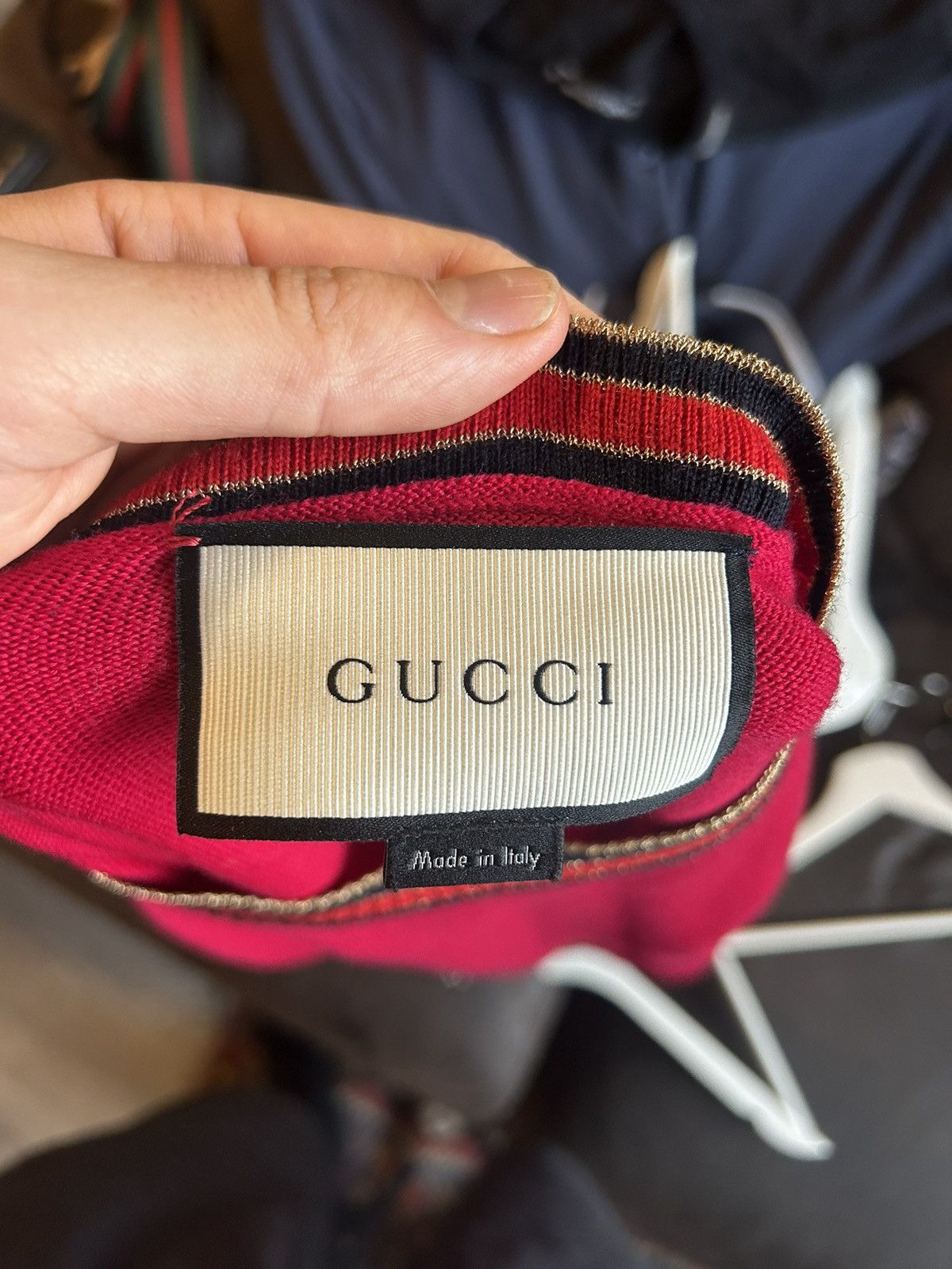 Gucci Gucci Red Wool Crewneck Sweater with Metallic Trim - Size S Size S / US 4 / IT 40 - 7 Thumbnail