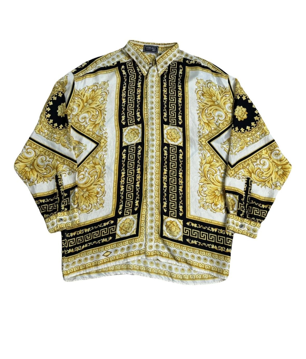 90’s gianni versace shirt Gianni Versace vintage 90s men's Barocco pattern silk button
