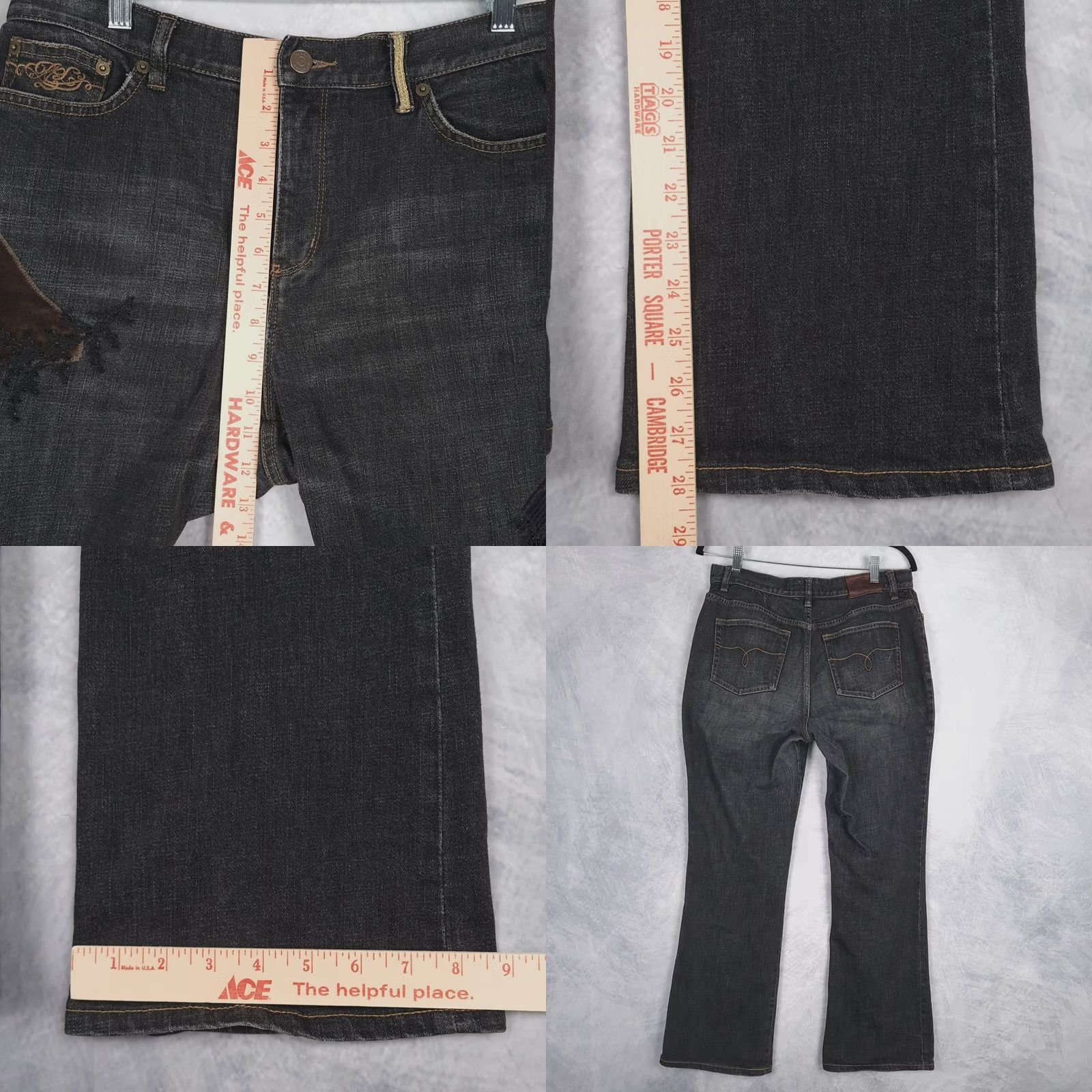 Ralph Lauren Ralph Lauren LRL Jeans Womens 10 Black Patchwork Embroidered Boho Y2K 31x28 Jeans Size 32" / US 10 / IT 46 - 9 Thumbnail