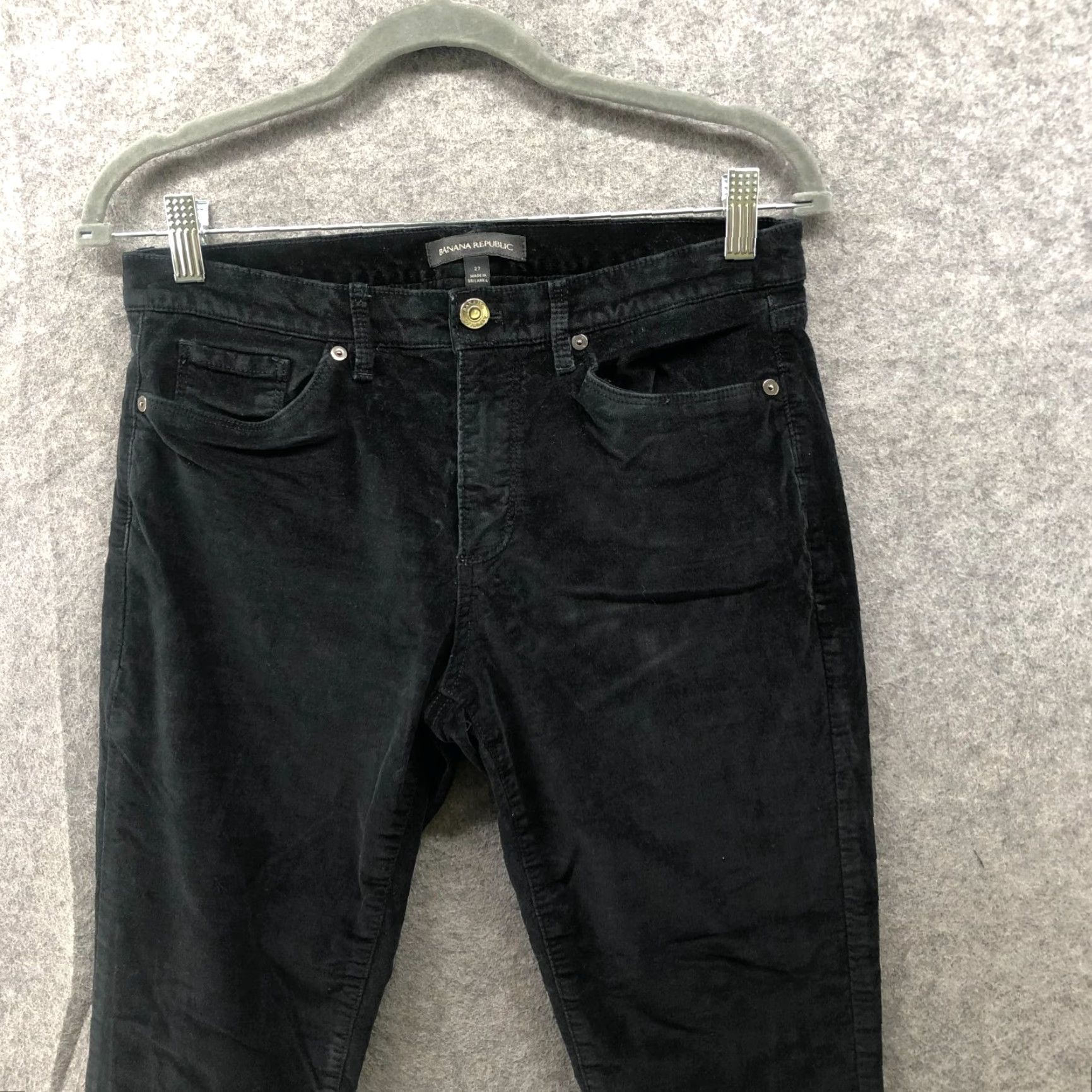 Banana Republic Banana Republic Pants Womens 27 Black Velvet Skinny Mid Rise Stretch Size 27" / US 4 / IT 40 - 3 Thumbnail