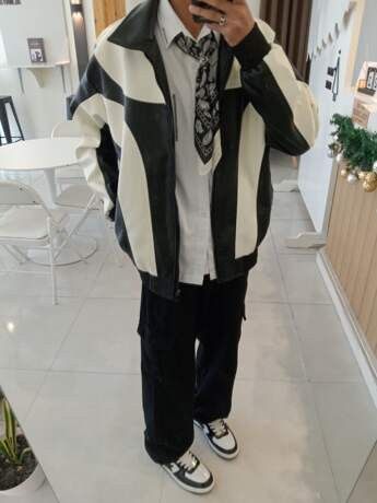 Other 🖤🤍 Black & White Racer Jacket – Y2K Streetwear Size US L / EU 52-54 / 3 - 7 Thumbnail