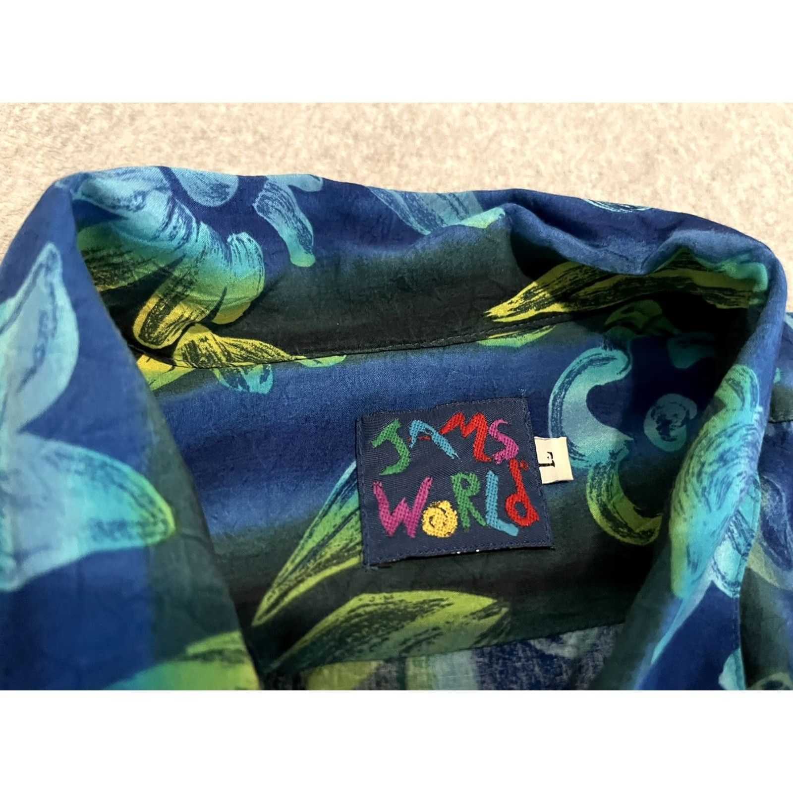 Jams World Jams World Blue Floral Short Sleeve Shirt Large Mens Button-Up Shirt Size US L / EU 52-54 / 3 - 2 Thumbnail