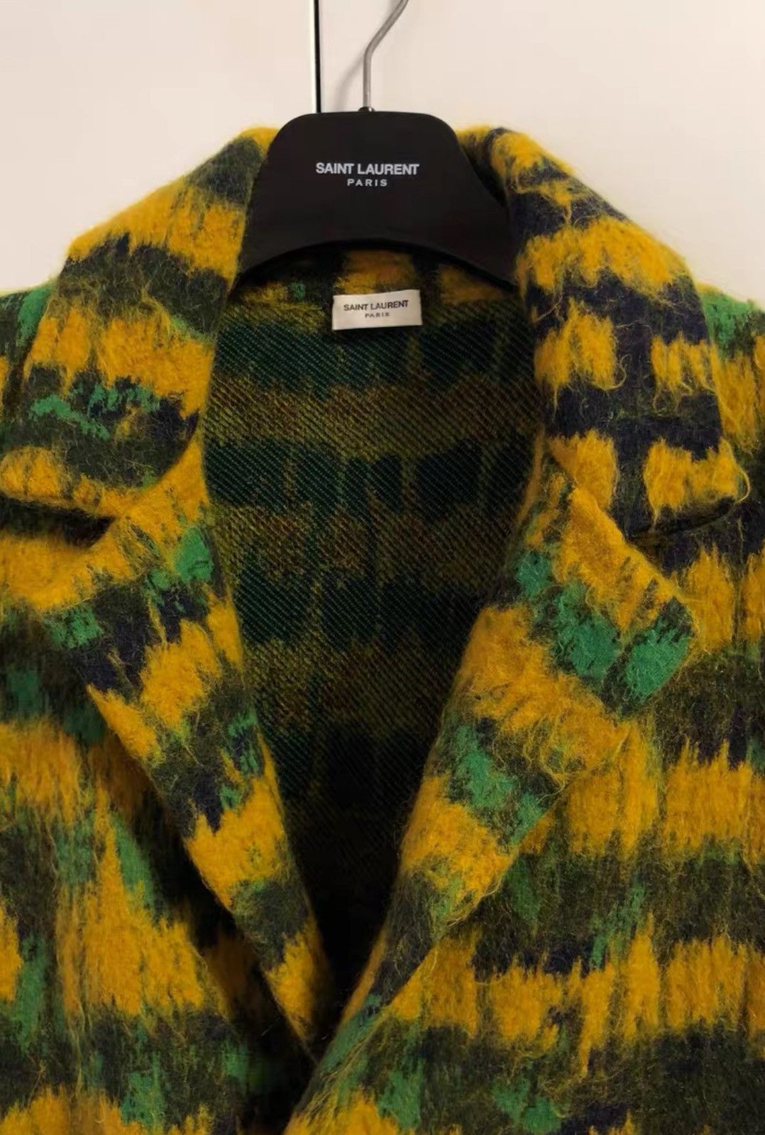 Saint Laurent Paris Saint Laurent Yellow-Green Striped Mohair Knit Cardigan Size US XS / EU 42 / 0 - 4 Thumbnail