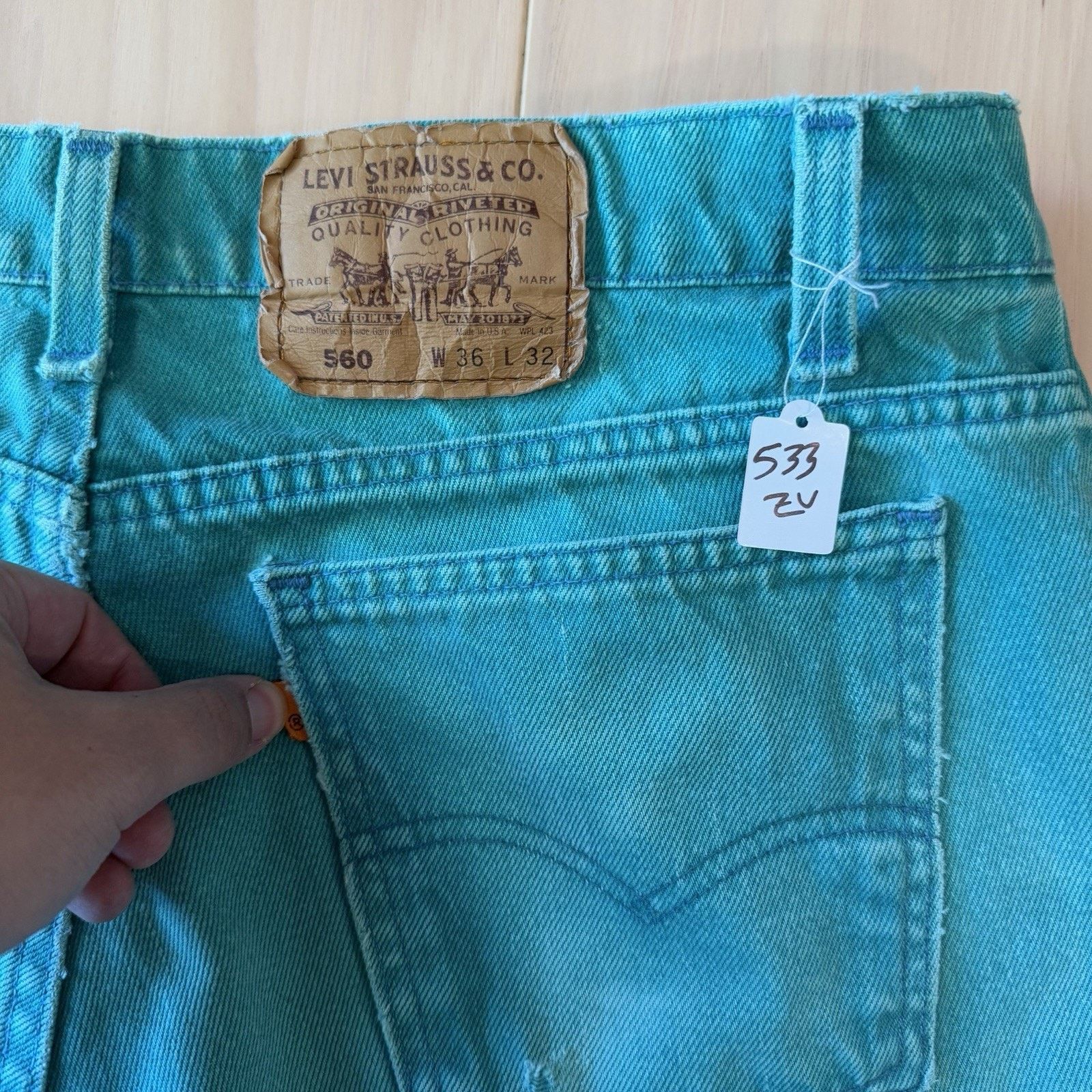 Levi's Vintage Levis 560 Jeans 35 Teal Made In USA 80s Relaxed Size US 35 - 11 Thumbnail