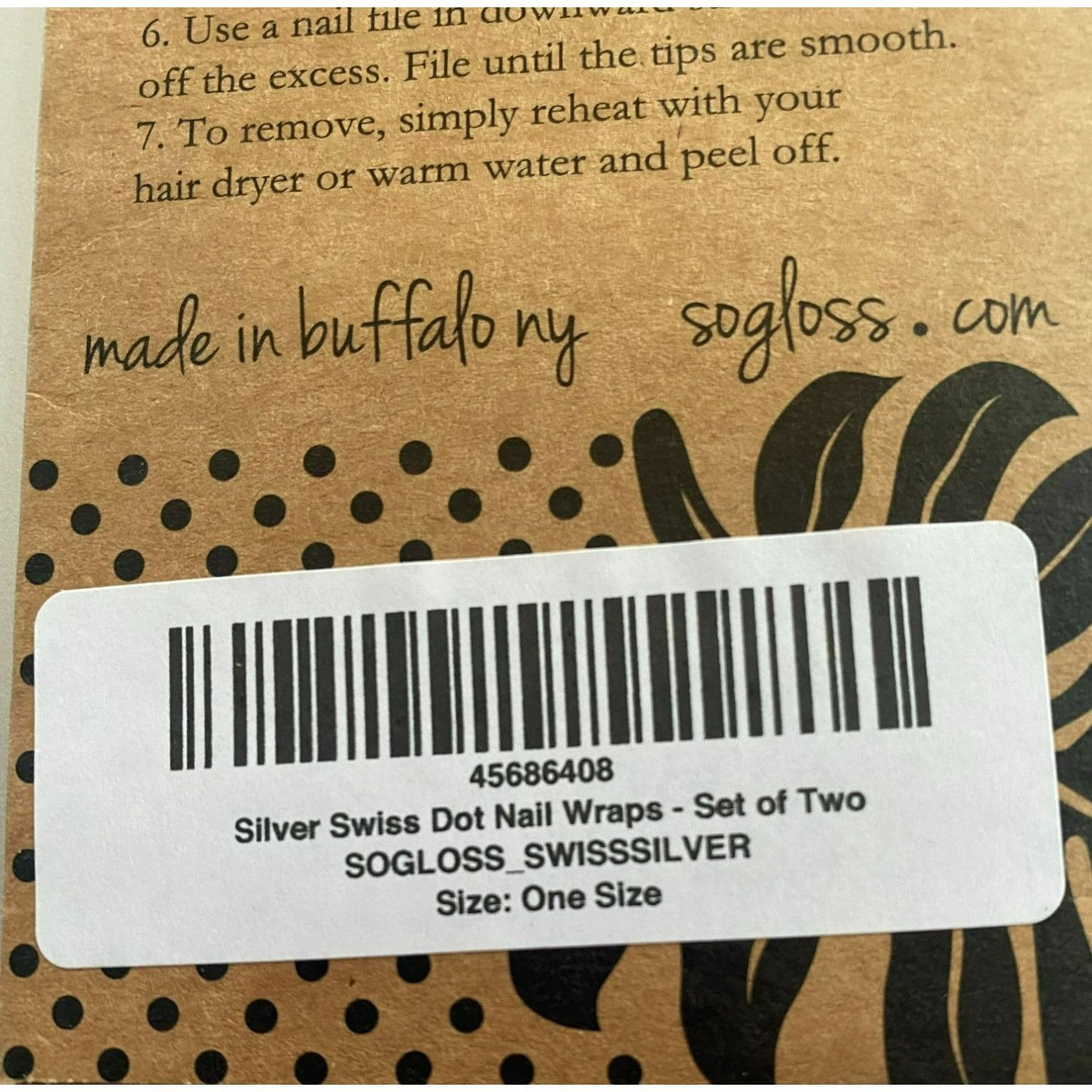 Other So Gloss Silver Swiss Dot Nail Wraps Heat Activated Set Of T Size ONE SIZE - 5 Thumbnail