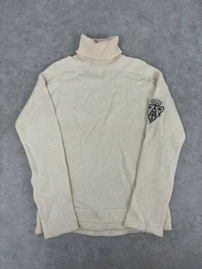Gucci Gucci Wool Creamy White Signature Turtleneck Size US M / EU 48-50 / 2 - 1 Thumbnail