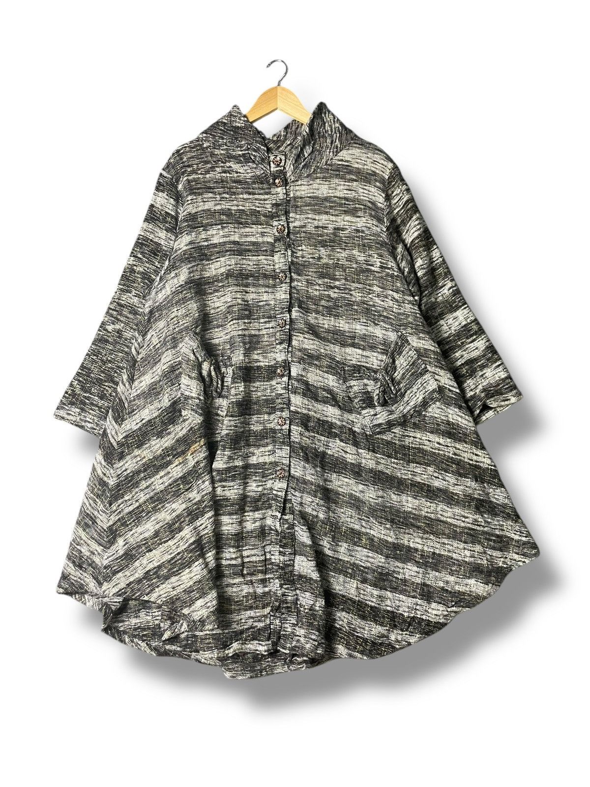 Japanese Brand × Vintage Japanese Brand Striped Flare Long Jacket (56) Size US L / EU 52-54 / 3 - 1 Thumbnail