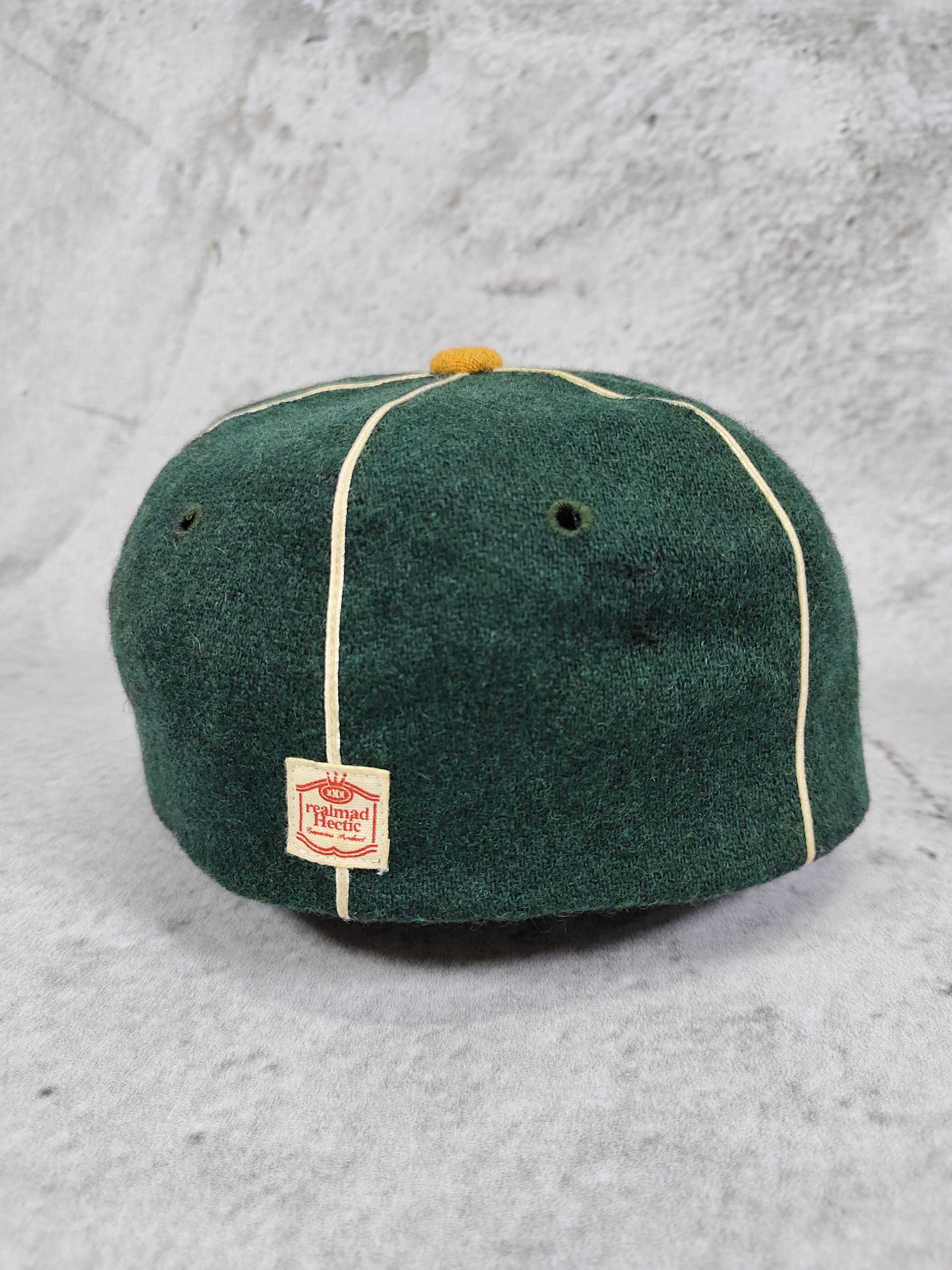 Japanese Brand 2000s Realmad Hectic🇯🇵 Ebbet Wool Leather Sweatband Caps Size ONE SIZE - 6 Thumbnail