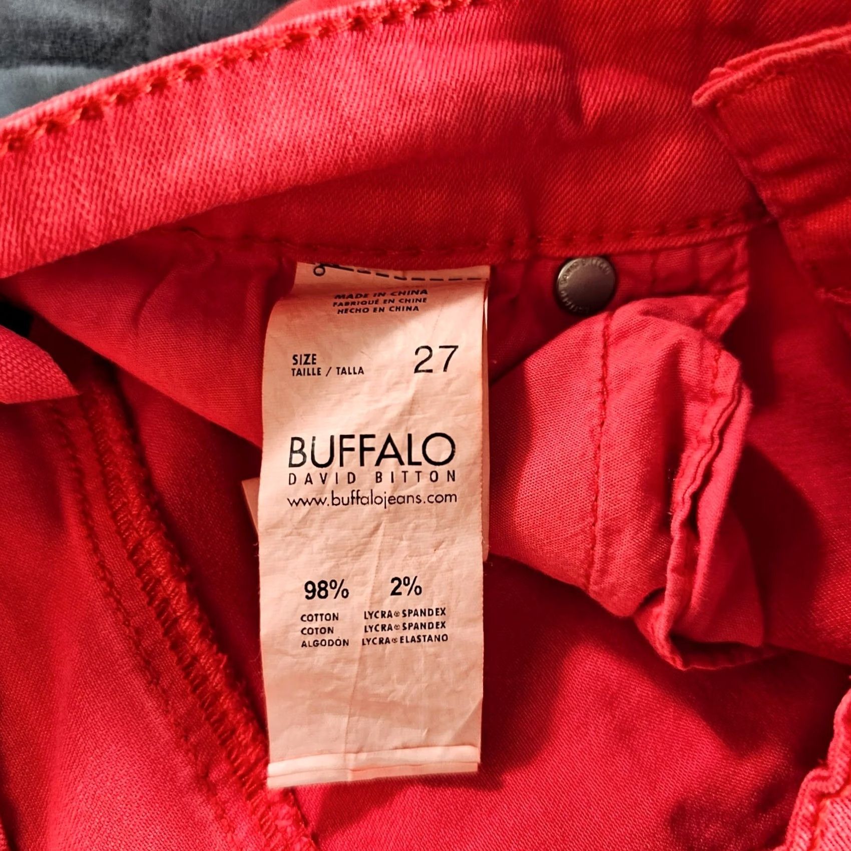 Buffalo David Bitton VINTAGE Buffalo David Bitton Jeans Women's Cropped Denim 27 Mid Rise Red Pink Stretch Inseam 22.5in Button Pockets Logo Size 28" / US 6 / IT 42 - 4 Thumbnail