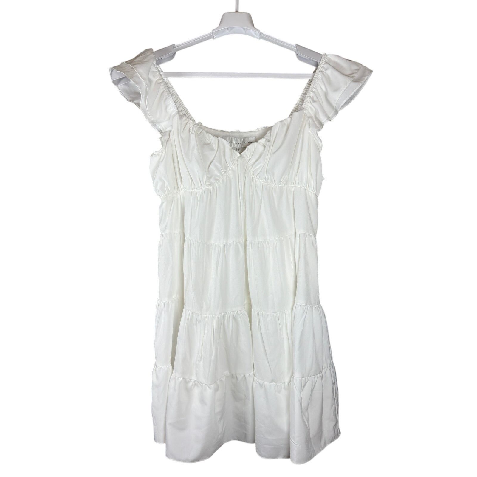 Unknown London Endless Rose Ruffled Sweetheart Mini Dress White Women L NWT Size L / US 10 / IT 46 - 1 Thumbnail