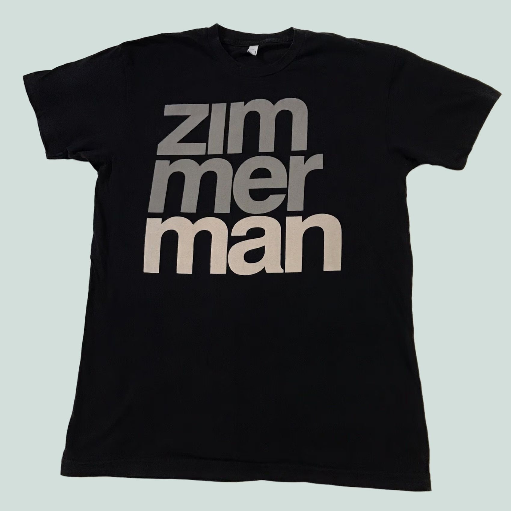 Zimmermann Shirt Adult Medium Black Gray Graphic Print Crew Neck, Men's