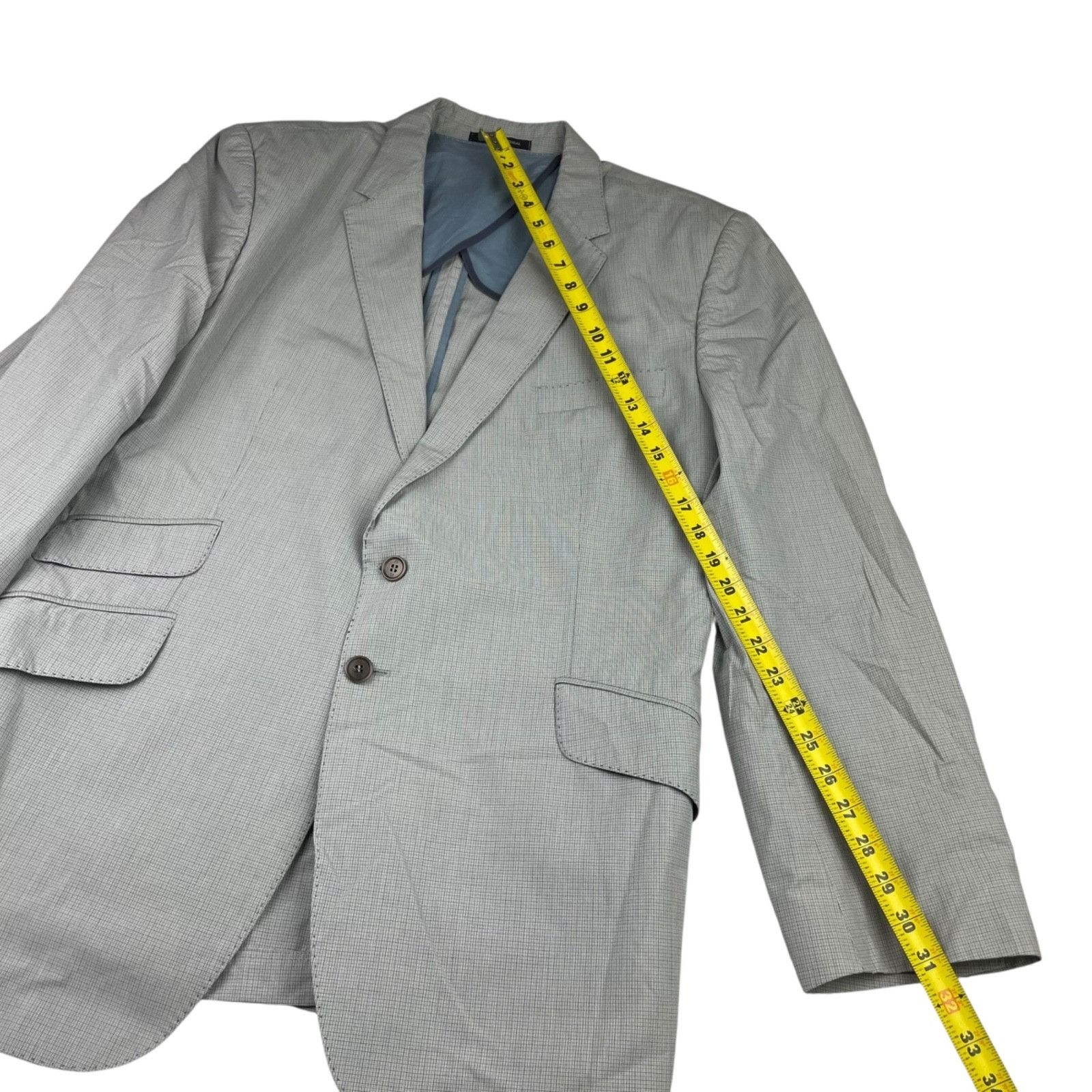 Paul Smith Paul Smith Men’s 100% Cotton 2-Button Blazer Gray/Navy Plaid Size 46R - 11 Thumbnail