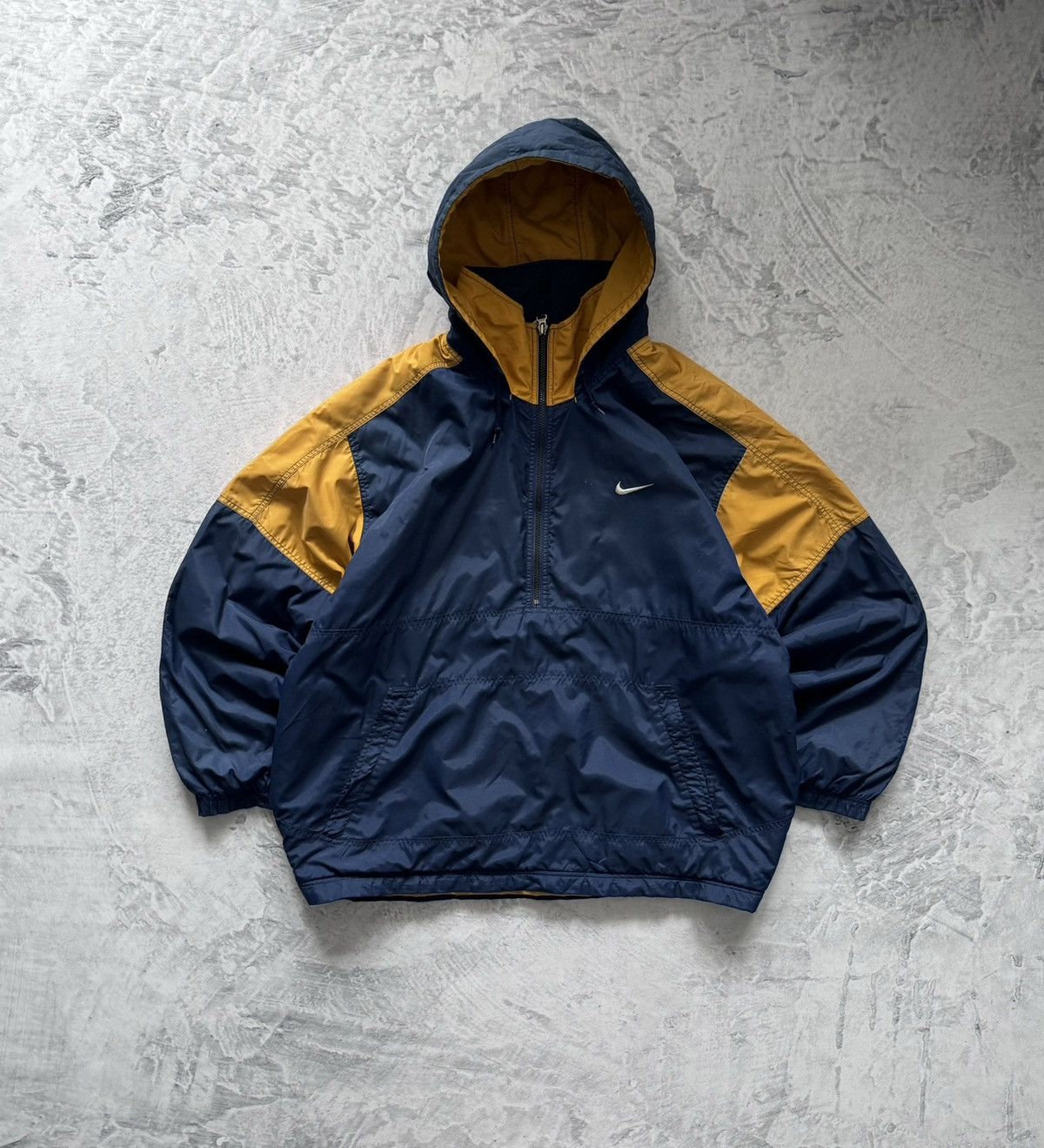 90'S Nike Anorak Parka, Men's Medium, Vintage Nylon navy blue type Vintage Second Hand