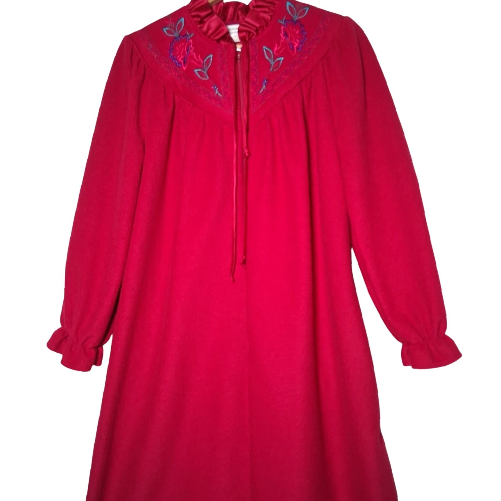 Vintage VINTAGE Amanda Stewart Intimates Robe Nightgown Housecoat S Pink 1980s Velour Eveningwear Girls Size ONE SIZE - 2 Thumbnail