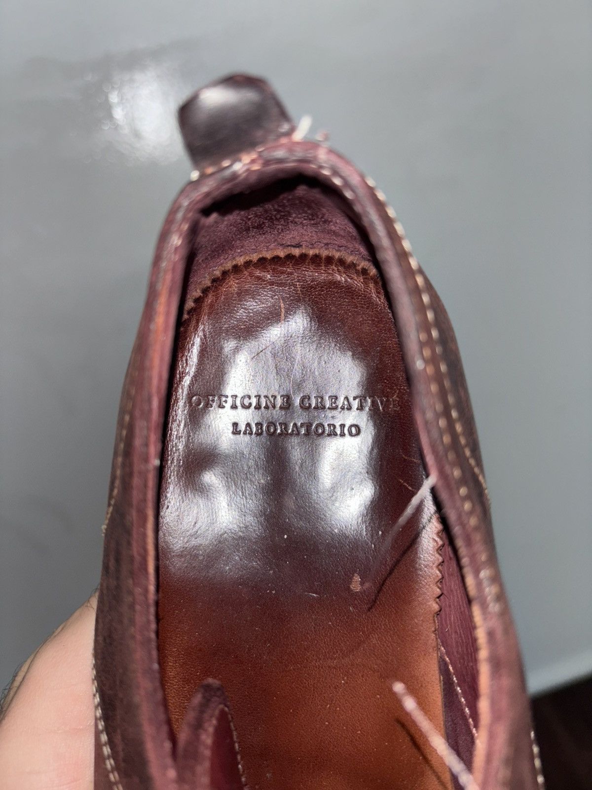 Officine Creative Vintage Handmade Burgundy Leather