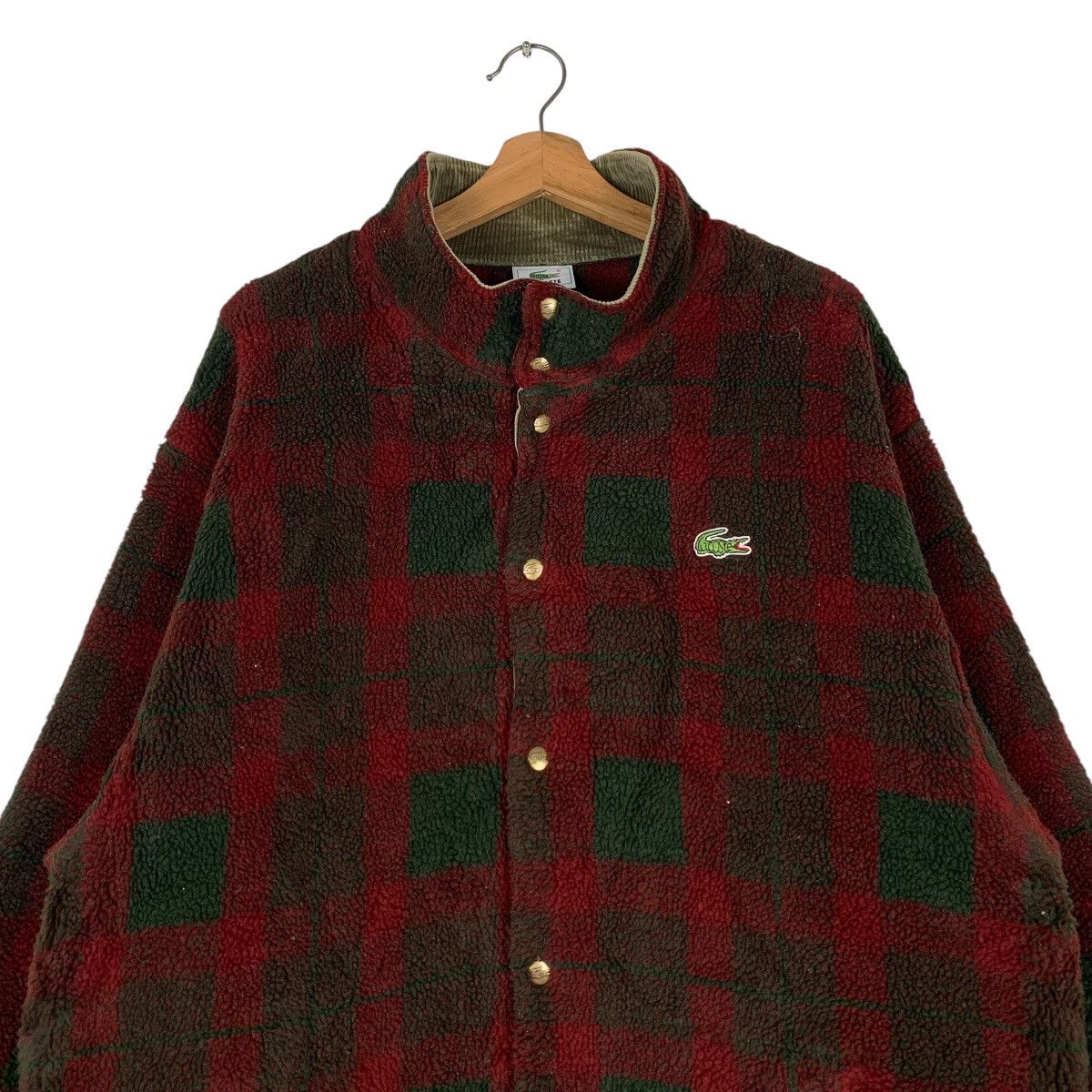 Lacoste LACOSTE Red Tartan Checked Fleece Jacket #1279-C58 Size US XL / EU 56 / 4 - 2 Thumbnail