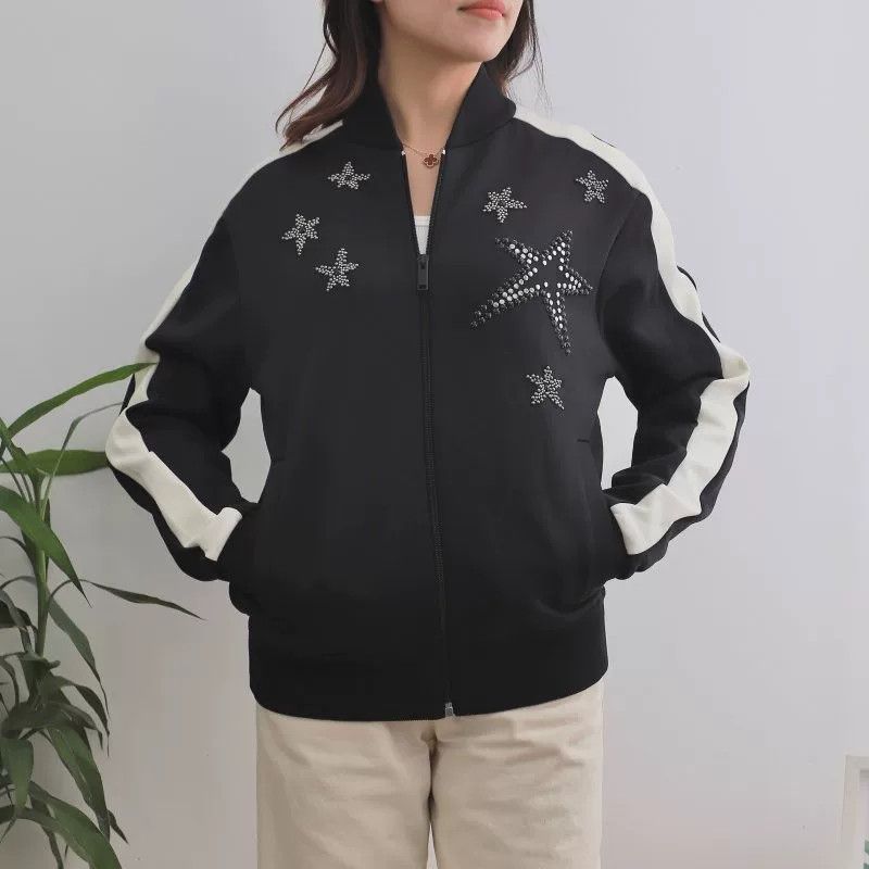 Valentino Valentino Black Star Rivet Baseball Jacket Size S / US 4 / IT 40 - 1 Thumbnail
