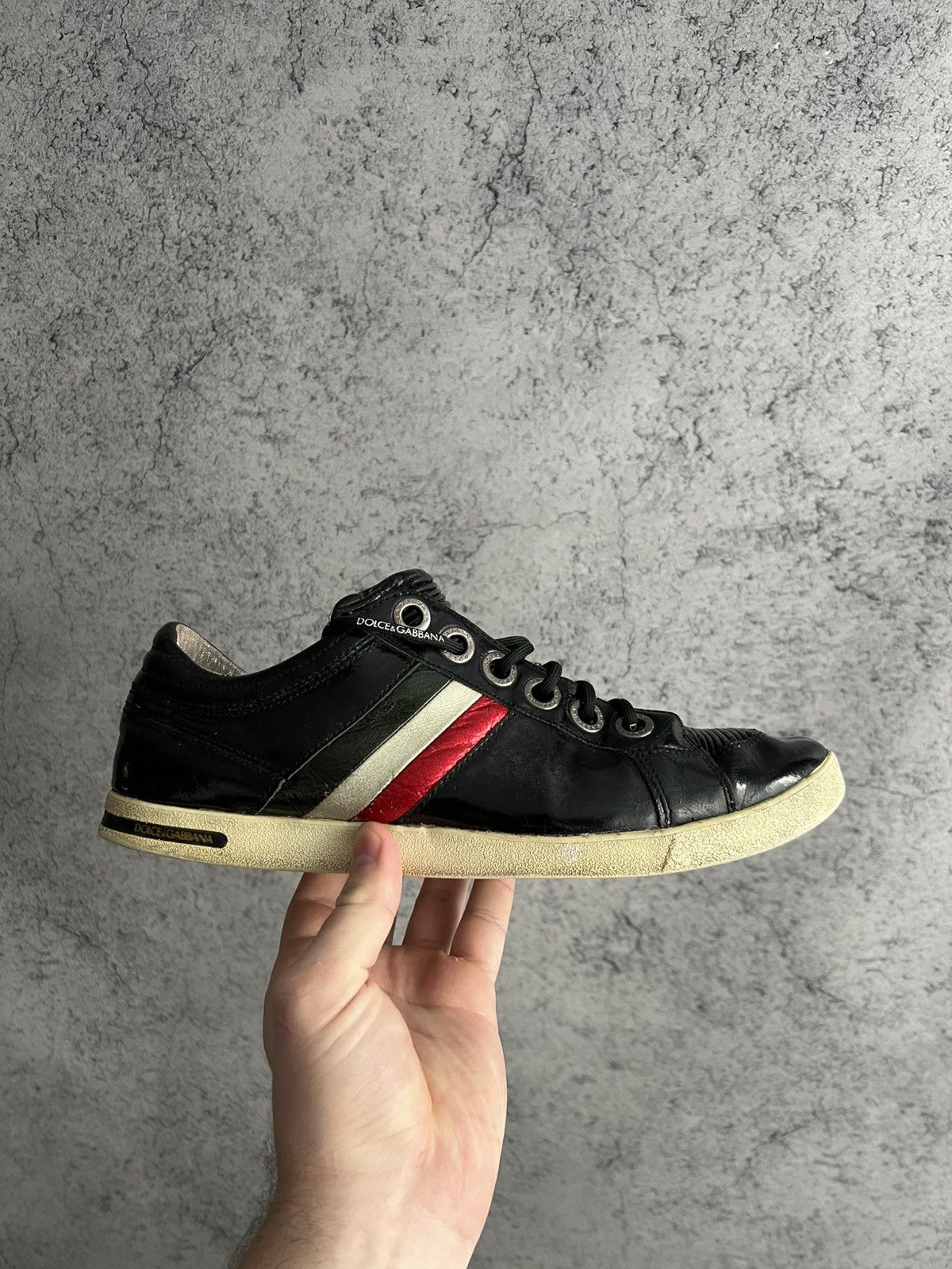 Dolce & Gabbana Vintage Dolce&Gabbana Patent Leather Low Top Sneakers DG Y2K Size US 9 / EU 42 - 7 Thumbnail
