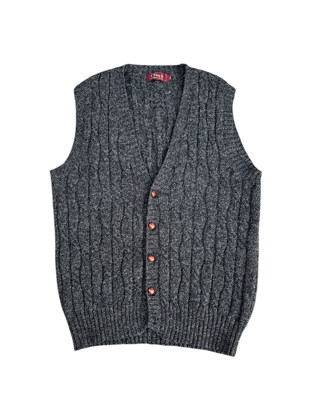 Chaps Ralph Lauren 80s Vintage Ralph Lauren CHAPS Wool Cable Knit Vest Cardigan Size US L / EU 52-54 / 3 - 1 Thumbnail