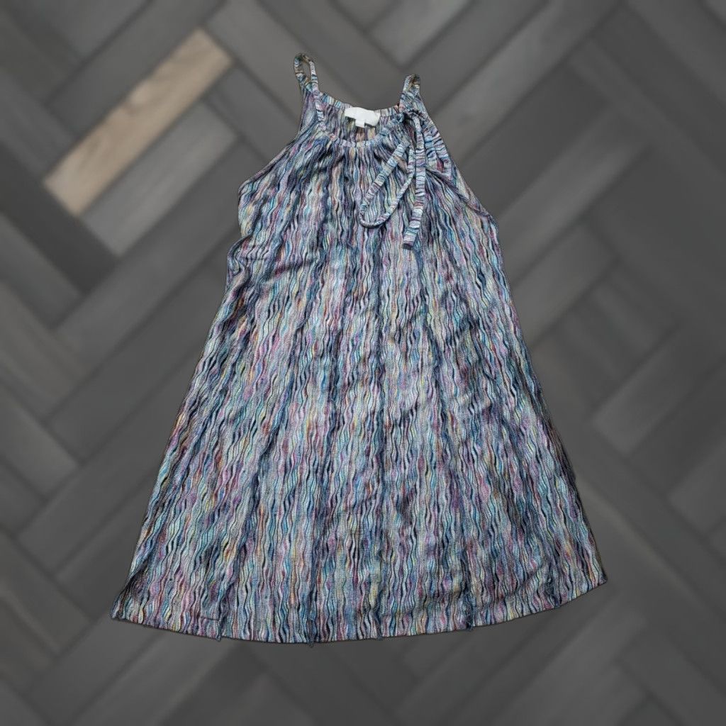 ALEXIS Silk Knit Halter Mini Dress Multicolor Rainbow Bow Tie Shoulder  Strappy M Womens Girls?