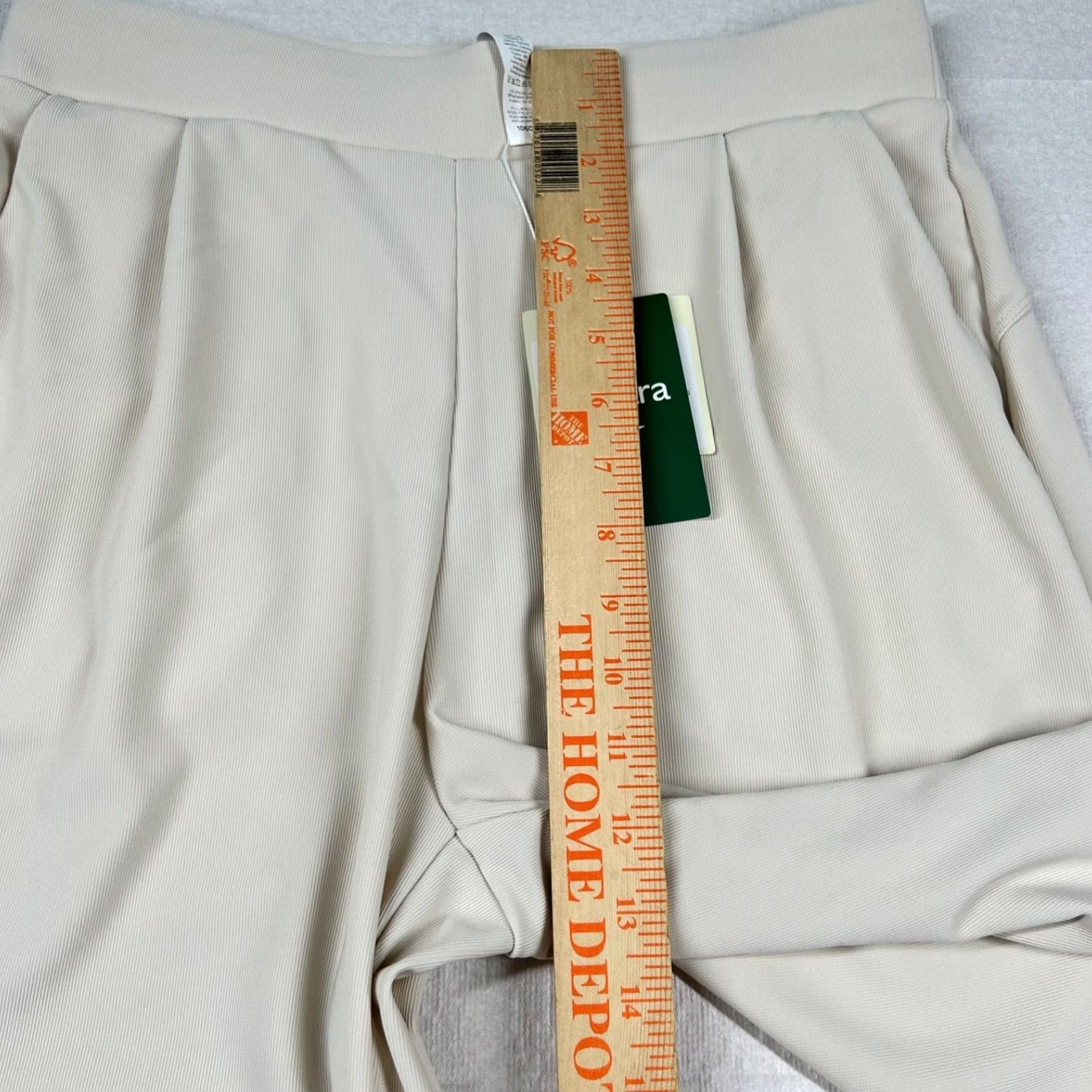 Vintage Halara Pants Womens M Reg Flex MicroWaffle Wide Leg Beacy Stretch Bone Textured Beige Polyester Spandex Size 32" / US 10 / IT 46 - 7 Thumbnail