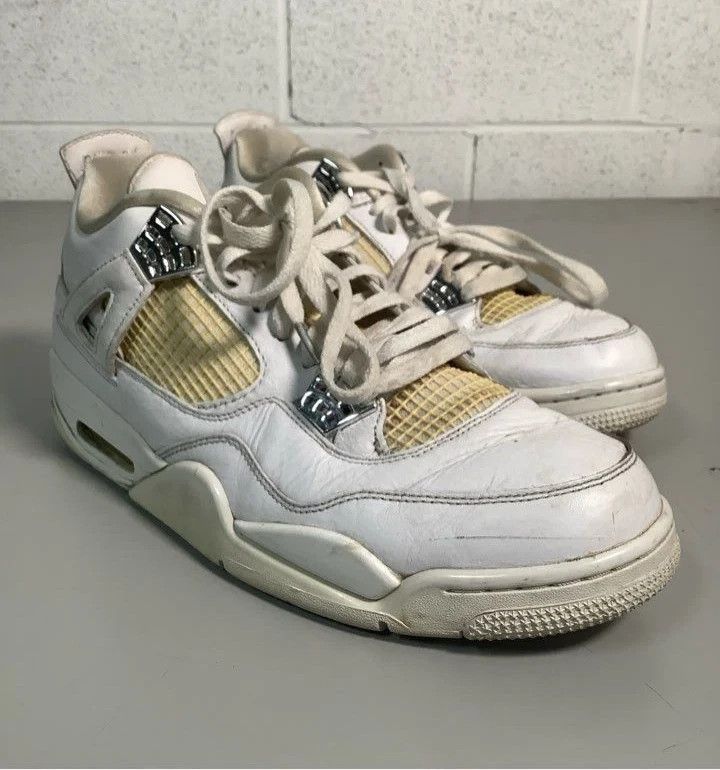 Jordan Brand × Nike Nike Air Jordan 4 Retro Pure Money 11.5 White Silver Leather Size US 11.5 / EU 44-45 - 1 Thumbnail