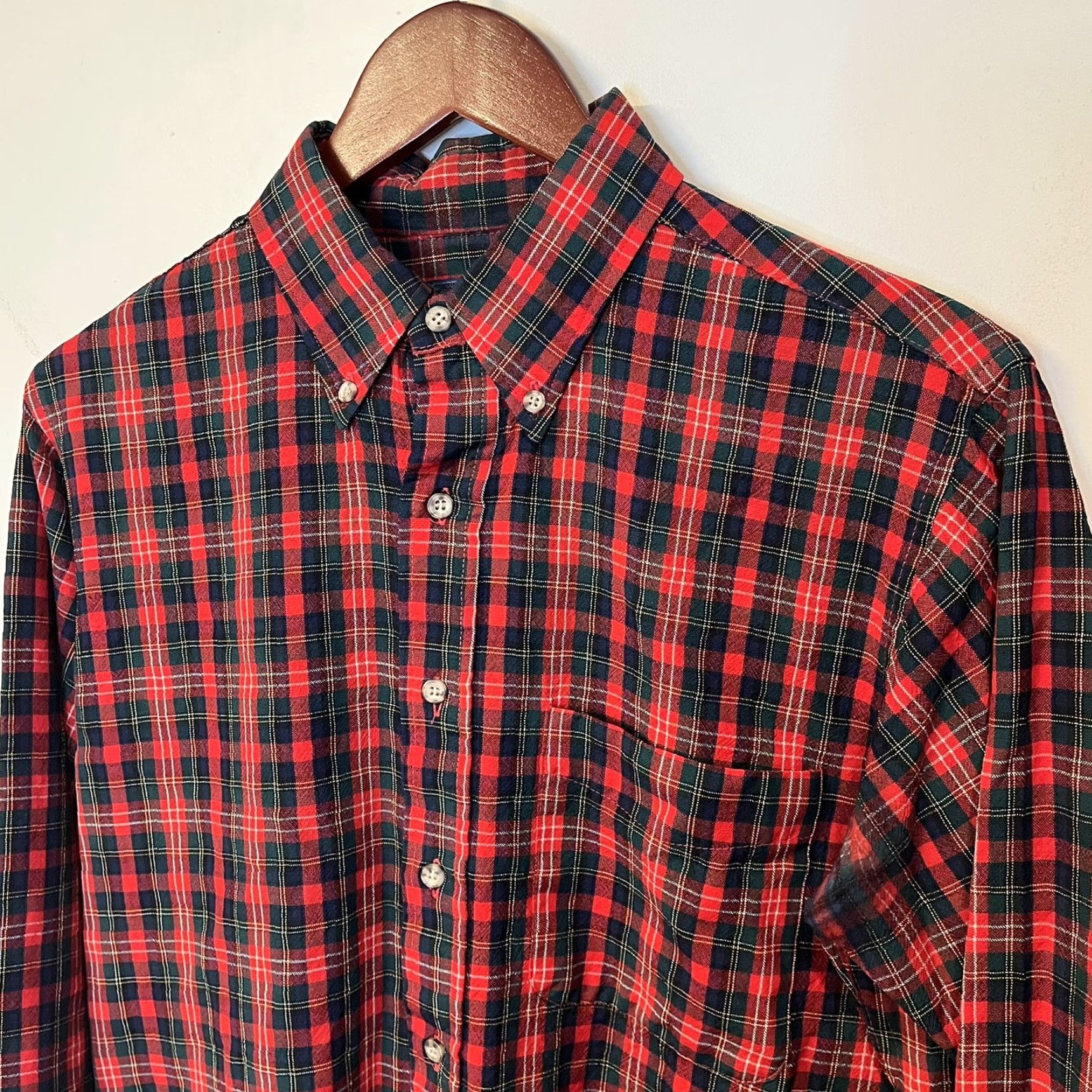 Pendleton VINTAGE Pendleton Shirt Mens L Red Plaid 100 % Virgin Wool Button-Front Button Down 80s 90s Rockabilly Style M Size US M / EU 48-50 / 2 - 2 Thumbnail