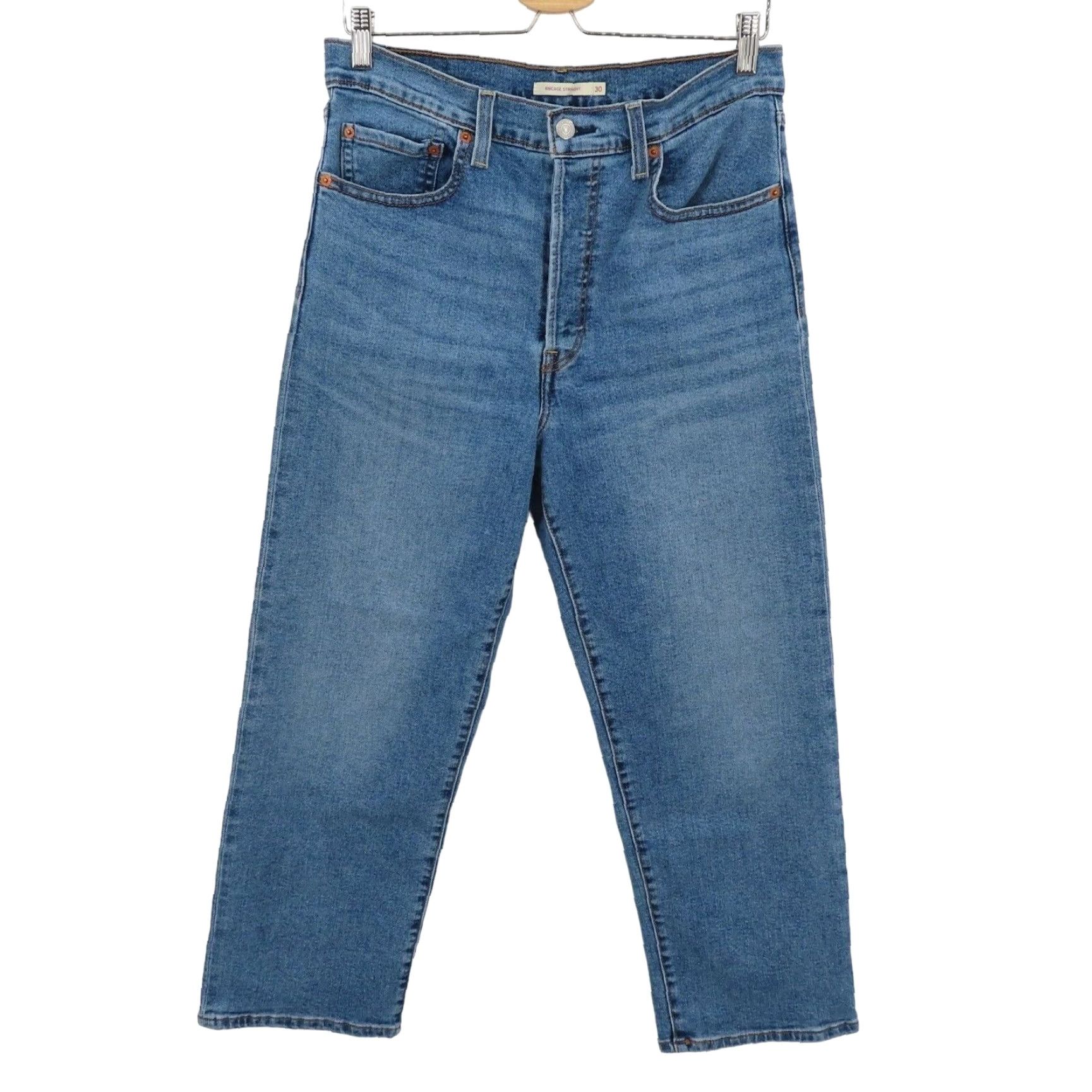 Levi's VINTAGE Levi's Ribcage Straight Jeans Women 30 Medium Blue Denim 5-Pocket Button Fly Rise High 90s Size 30" / US 8 / IT 44 - 2 Thumbnail