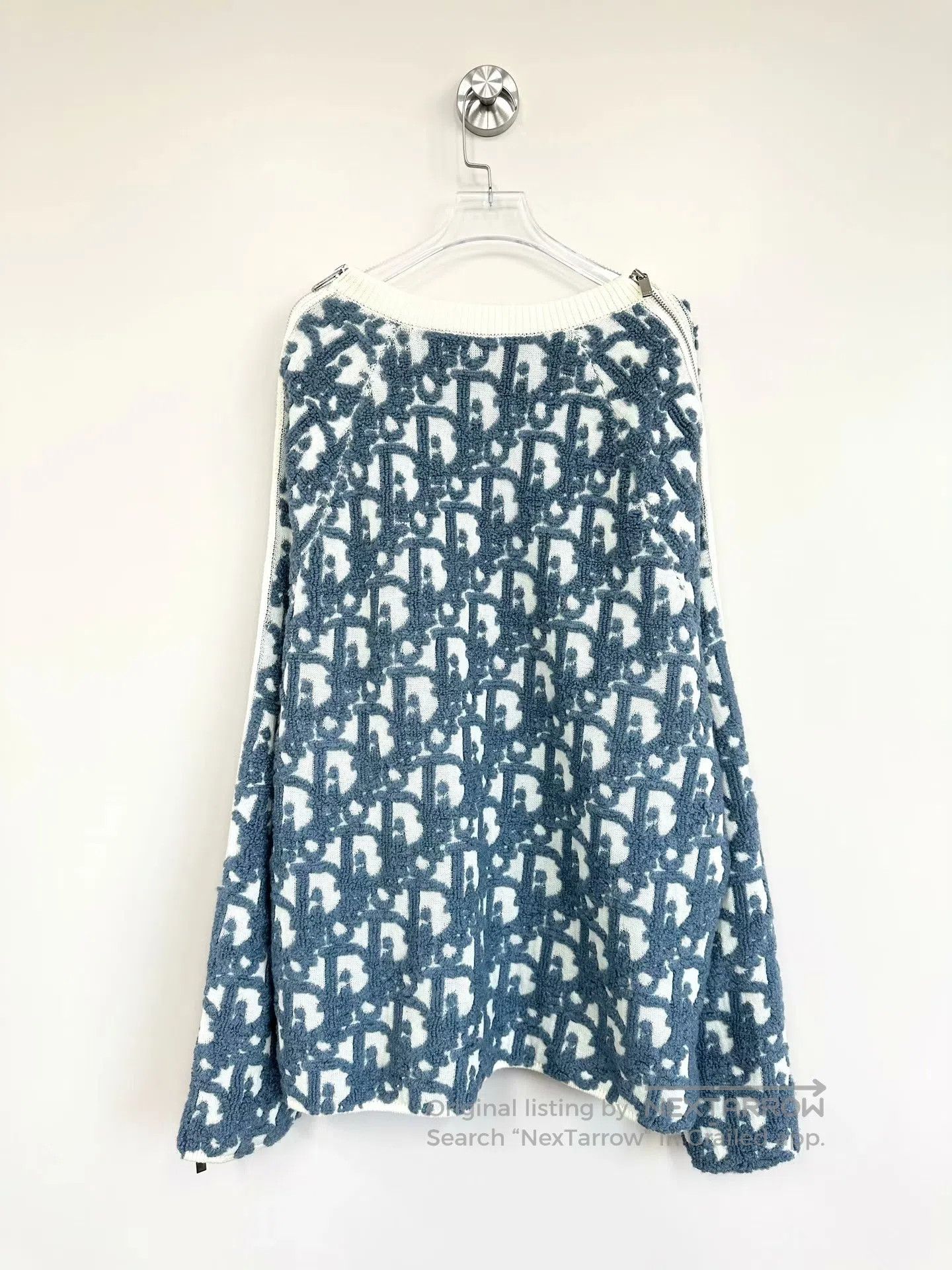 Dior Dior White and blue striped old-fashioned print knit sweat Size US XL / EU 56 / 4 - 2 Thumbnail