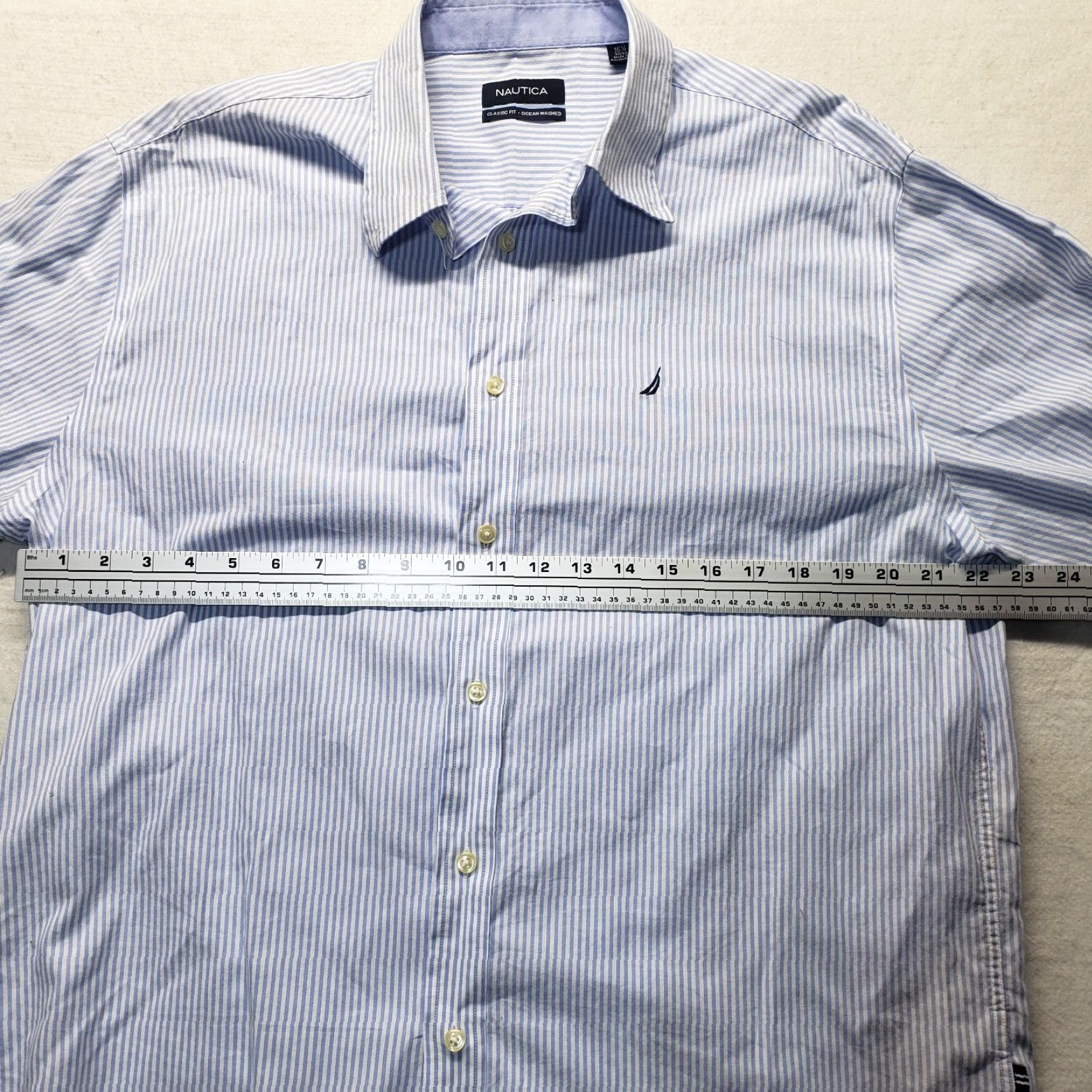 Nautica Nautica Solid Blue Long Sleeve Button-Up Shirt Men's 16.5 Regular Size US L / EU 52-54 / 3 - 4 Thumbnail