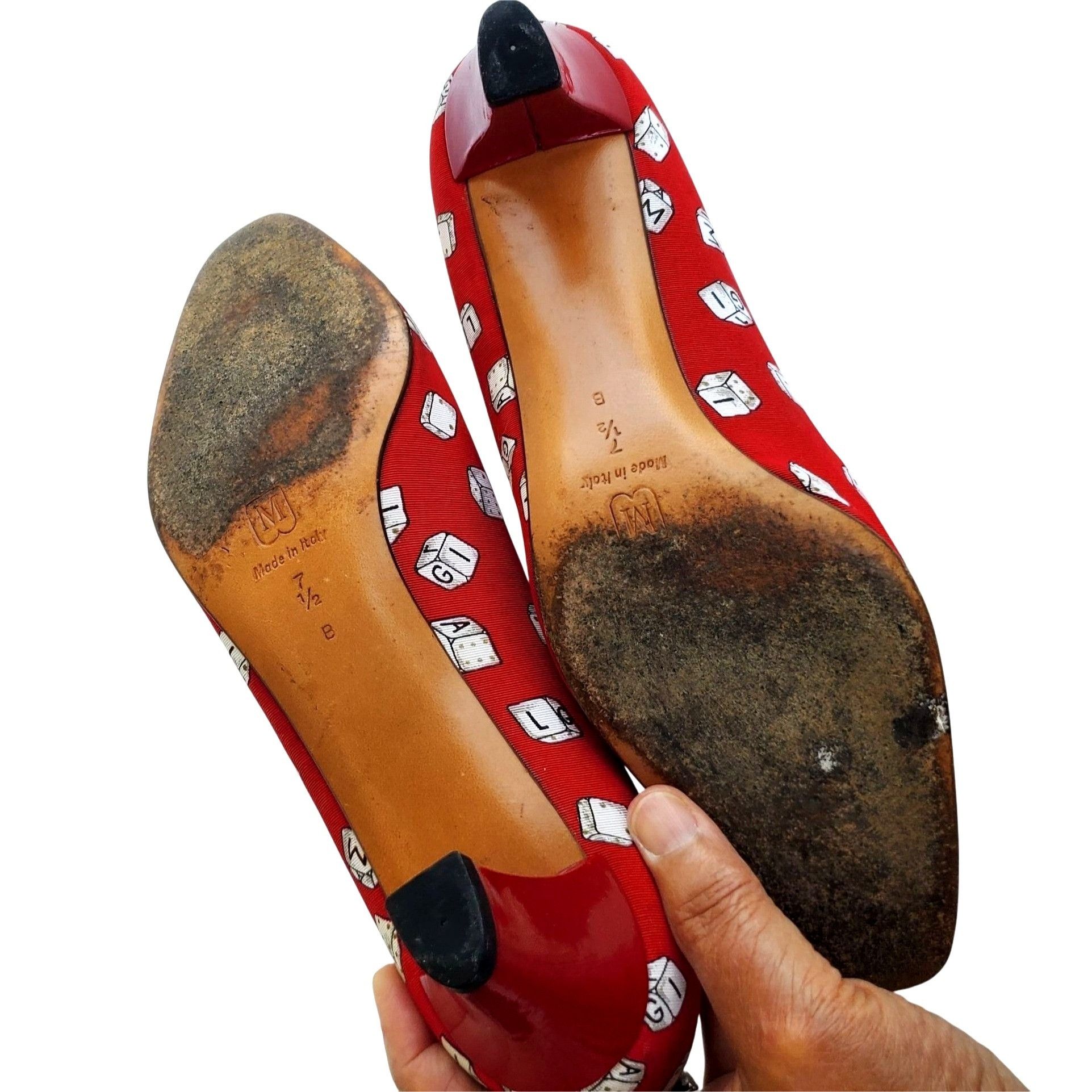 Bruno Magli Bruno Magli 80s Vintage Red Heels 7.5 Novelty Dice Leather C Size US 7.5 / IT 37.5 - 5 Thumbnail
