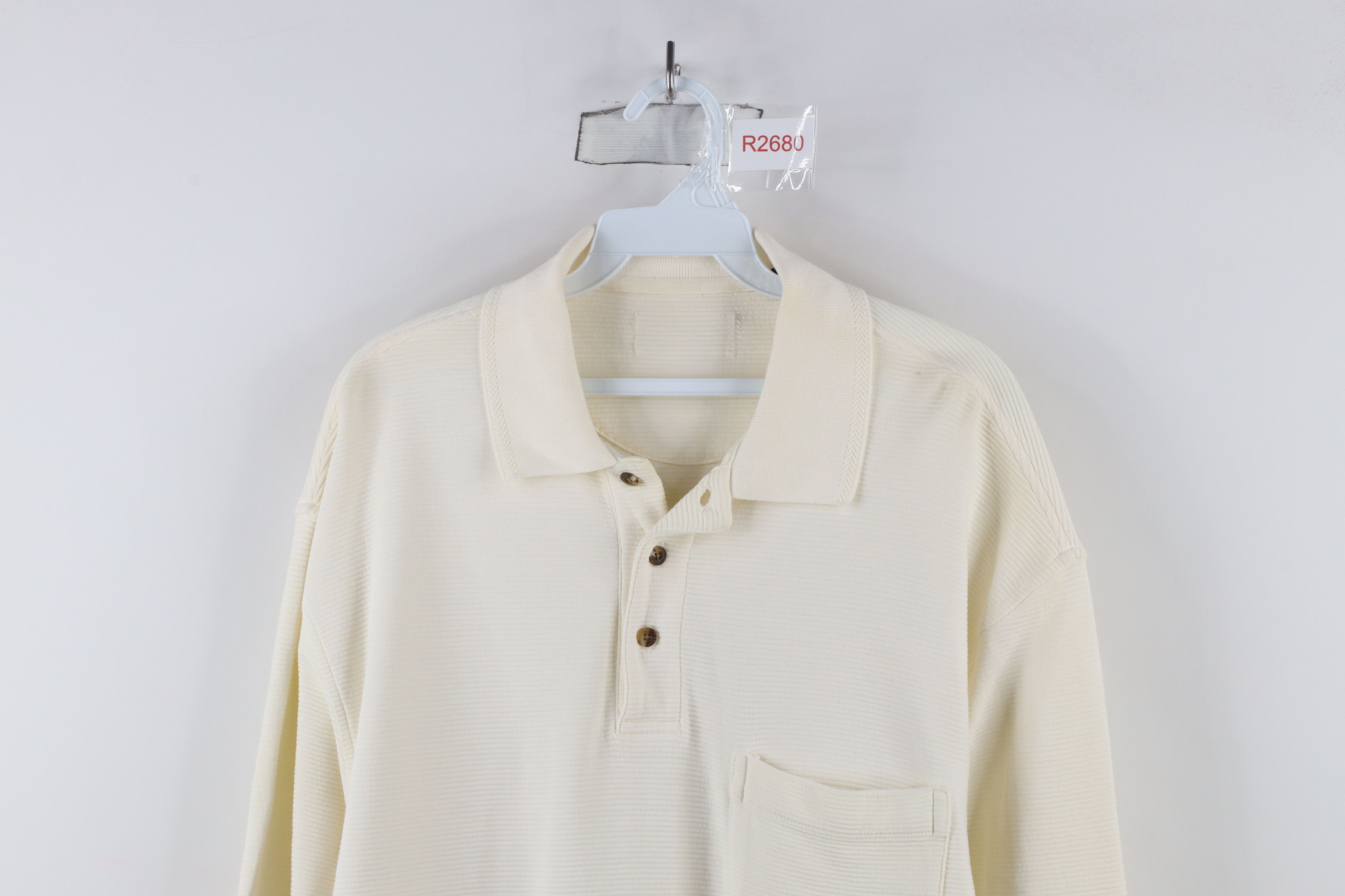 Vintage Vintage 90s Streetwear Long Sleeve Rugby Polo Shirt Cream Size US M / EU 48-50 / 2 - 2 Thumbnail
