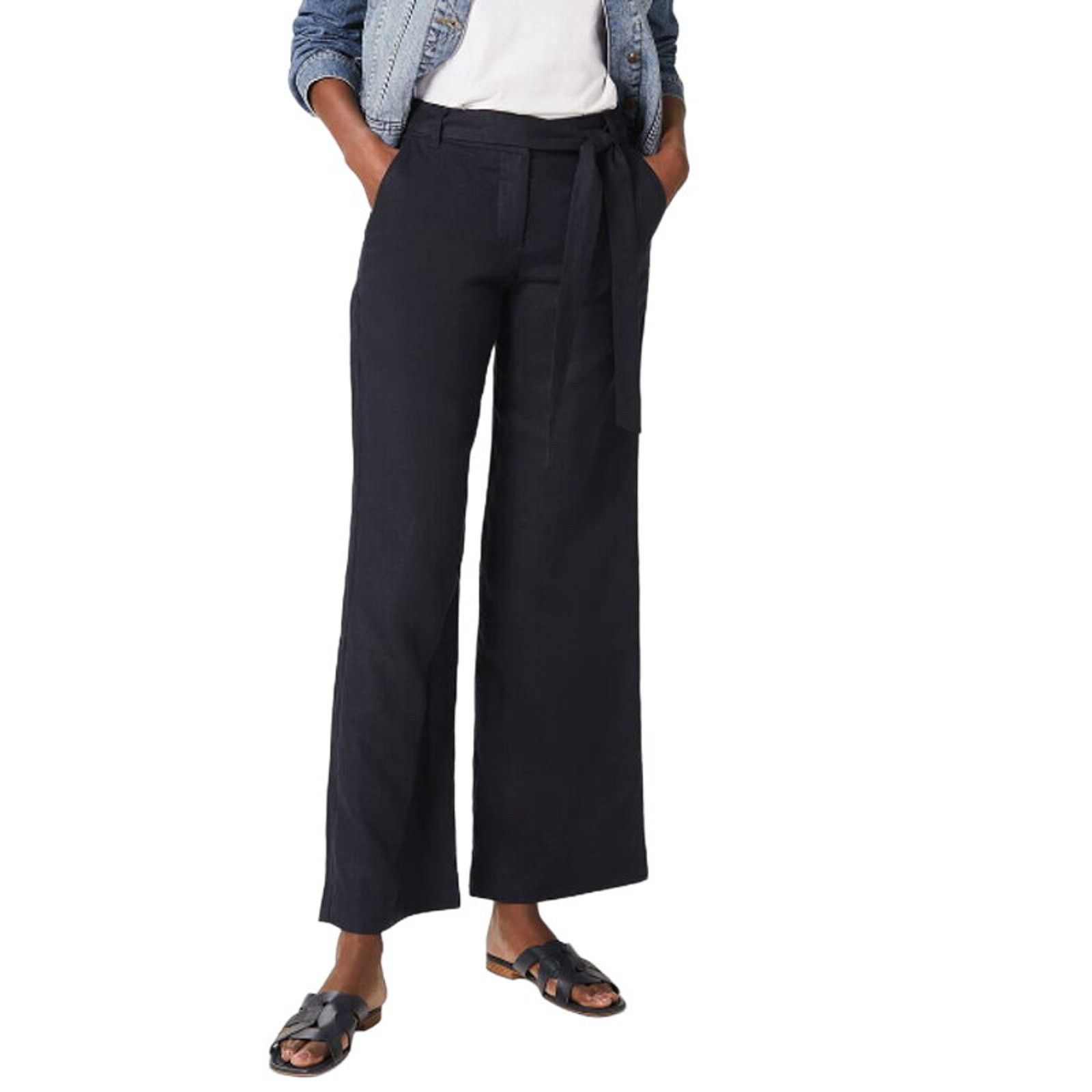 Hobbs London HOBBS LONDON Jacqui Wide Leg Linen Trousers Size 4 NWT Size 27" / US 4 / IT 40 - 1 Thumbnail