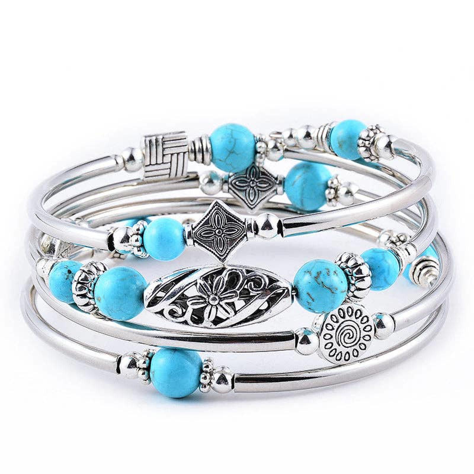 Other Natural Stone Turquoise Wrap Beaded Bracelet Size ONE SIZE - 1 Preview