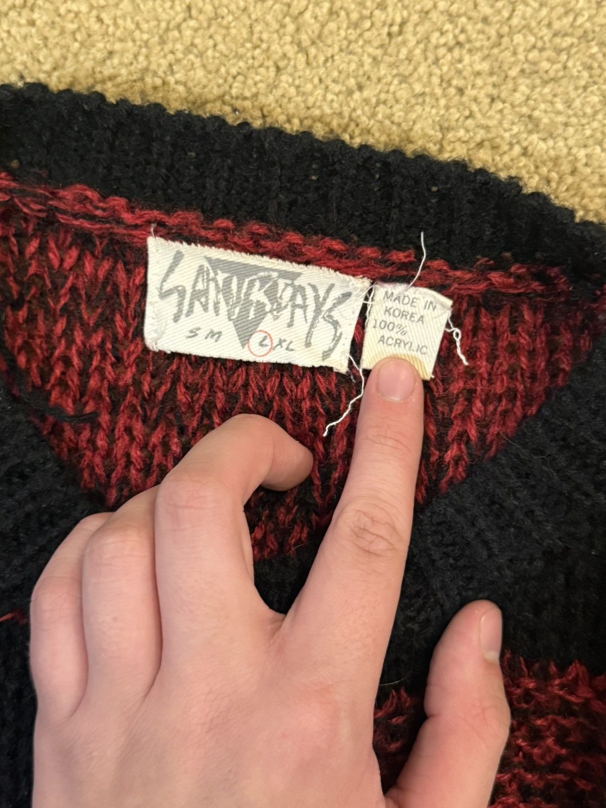 Saturdays NYC Saturdays Vintage Sweater Red and Black Size US L / EU 52-54 / 3 - 2 Thumbnail