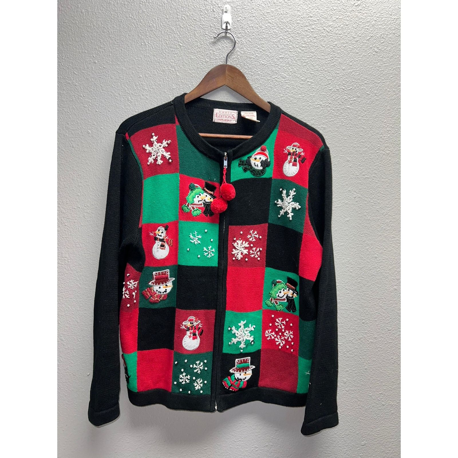 Vintage Womens Basic Editions Holdiay Christmas Sweater Full Zip L Size L / US 10 / IT 46 - 1 Thumbnail