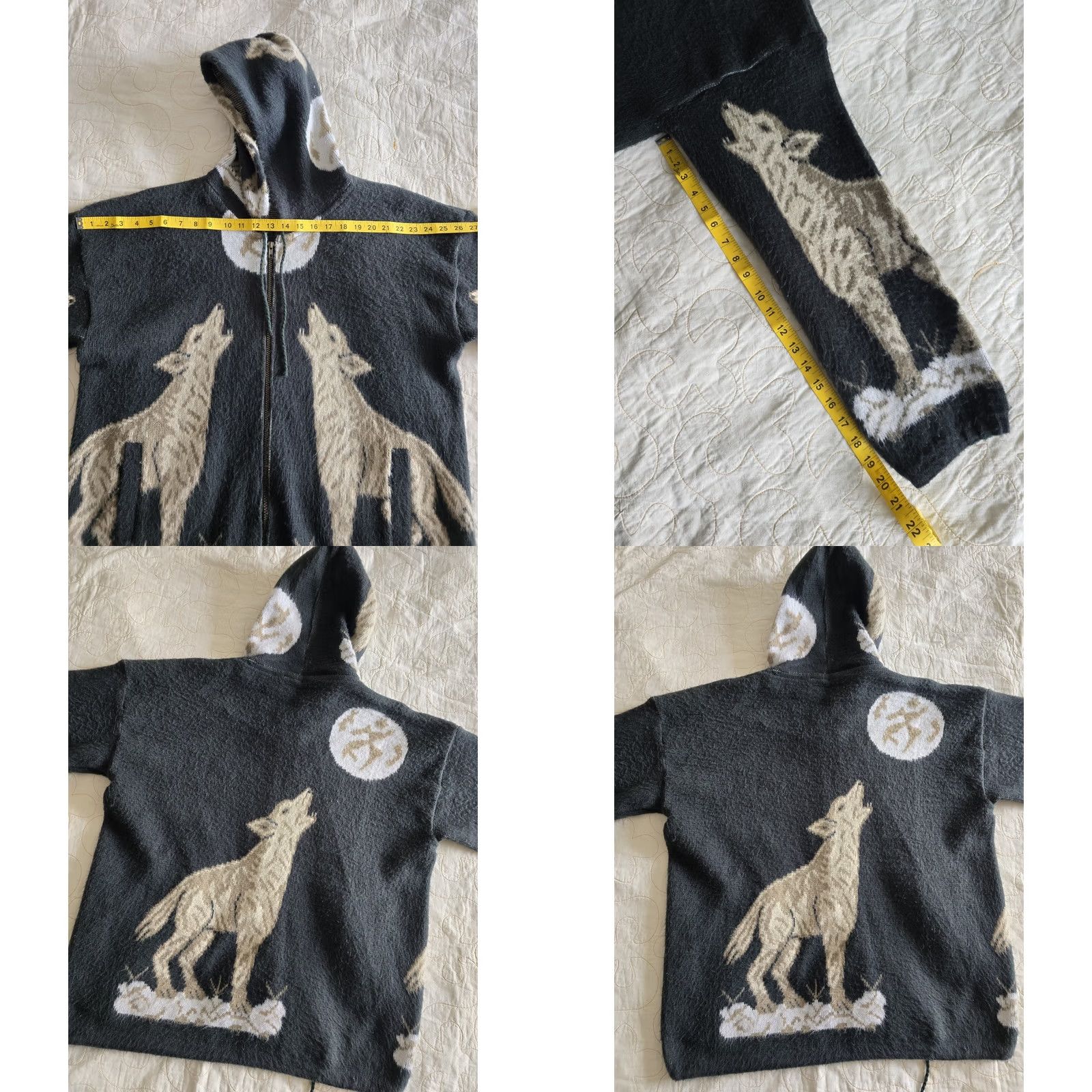 Vintage VINTAGE Howling Wolf & Moon Green Wool Jacket. Adult XL 2XL. Ecuador Mens Size US XL / EU 56 / 4 - 8 Thumbnail