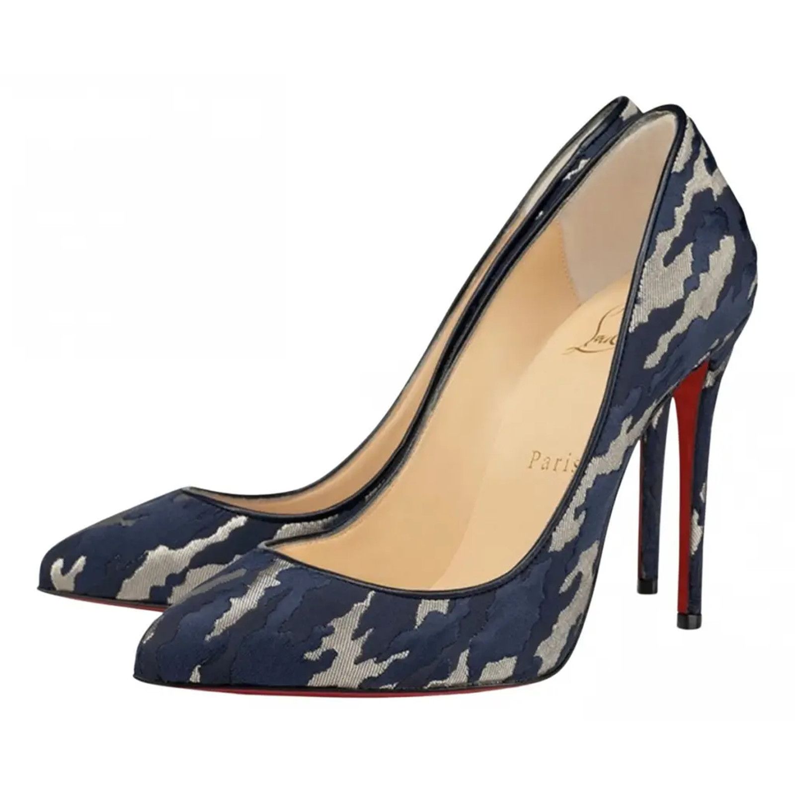 Christian Louboutin Christian Louboutin Pigalle Follies 100 Blue Camo JQ Size US 6.5 / IT 36.5 - 1 Thumbnail