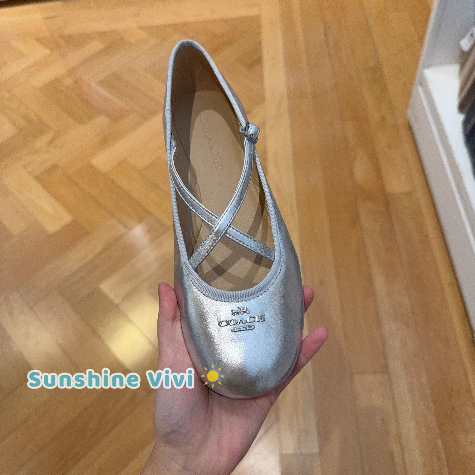 Coach NWT Coach Women's Phoebe Ballet Flat CDF59 Silver us 7 Size US 7 / IT 37 - 1 Thumbnail